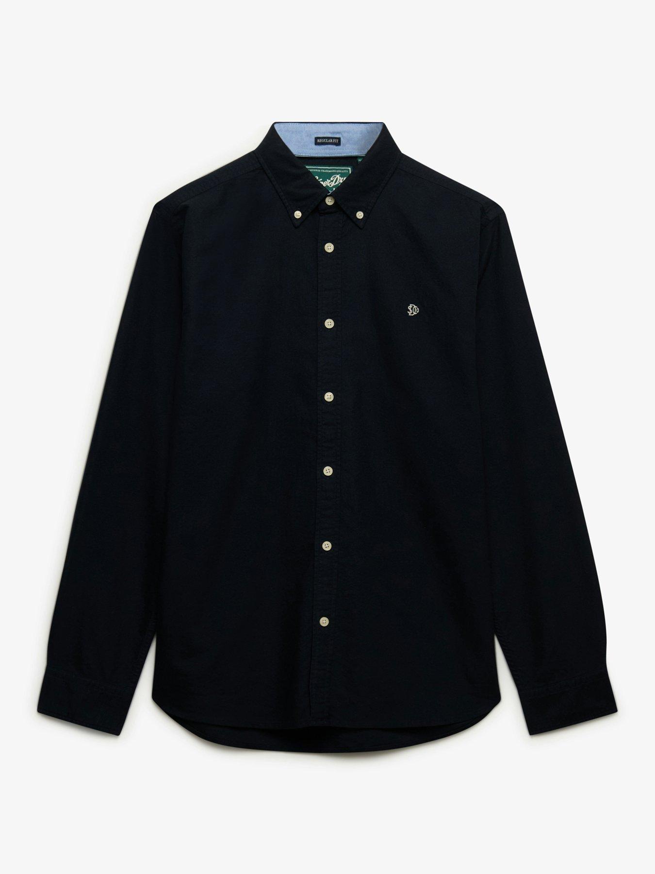 Image 7 of 7 of Superdry Mens Button-Down Collar Oxford Long Sleeve Shirt - Navy