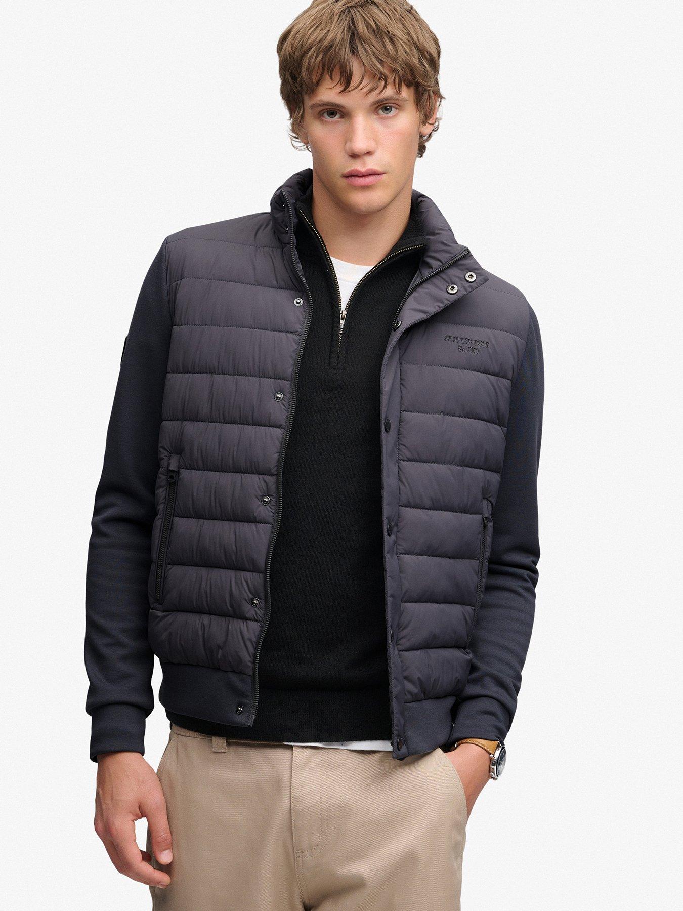 Image 1 of 6 of Superdry Interlock Hybrid Jacket - Dark Grey