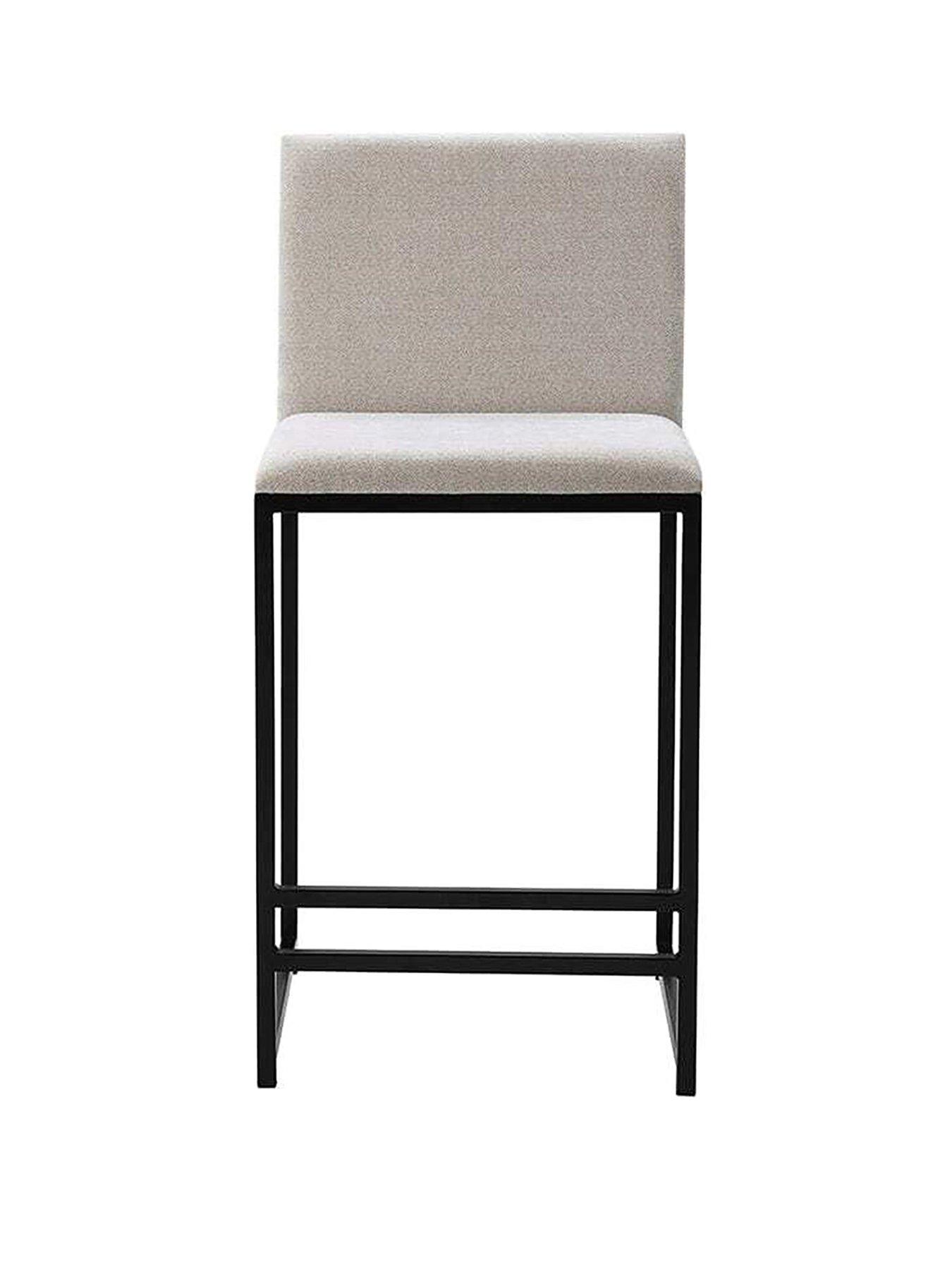 Image 2 of 7 of Dusk Rae Set Of 2 Barstools - Chenille - Light Natural