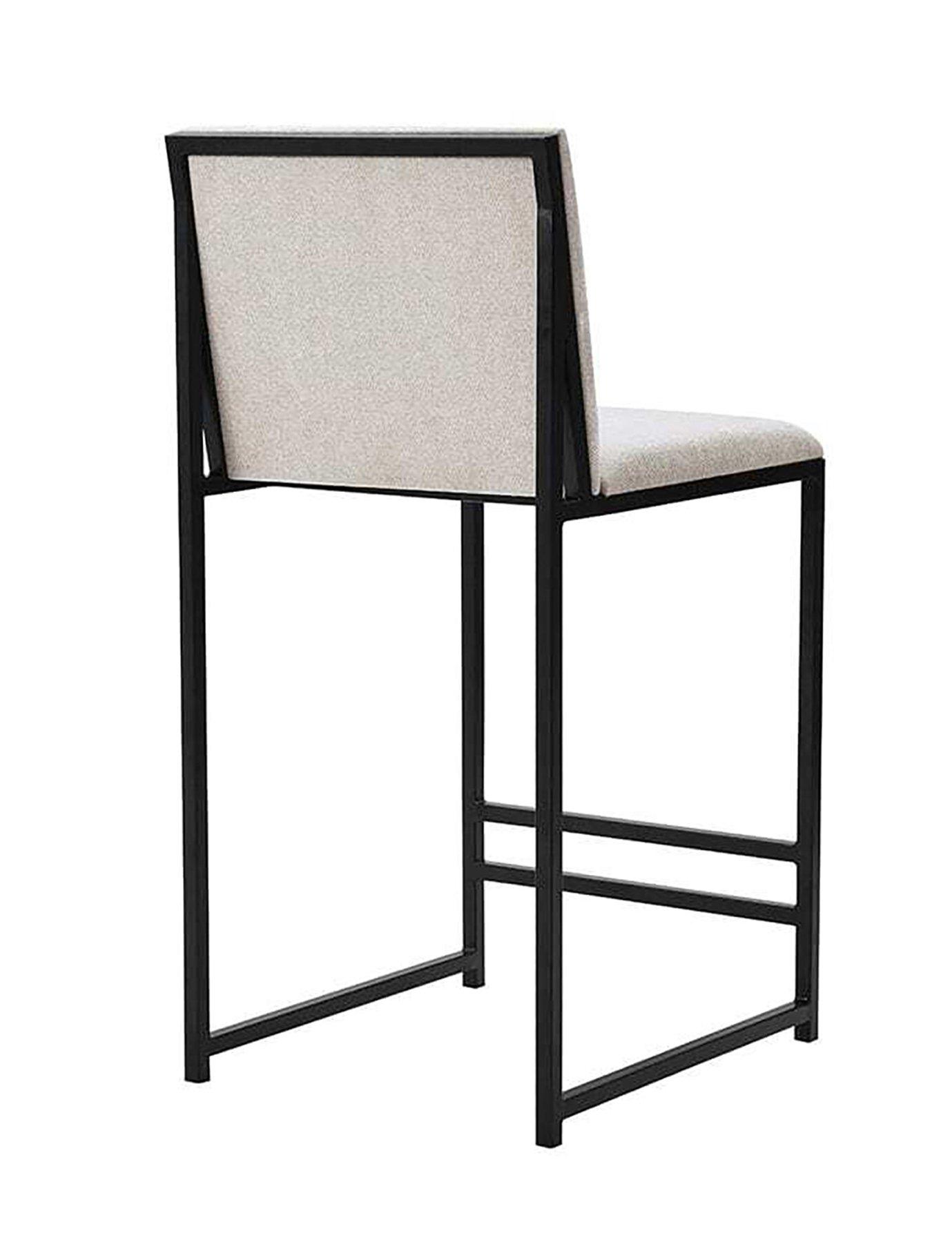 Image 3 of 7 of Dusk Rae Set Of 2 Barstools - Chenille - Light Natural