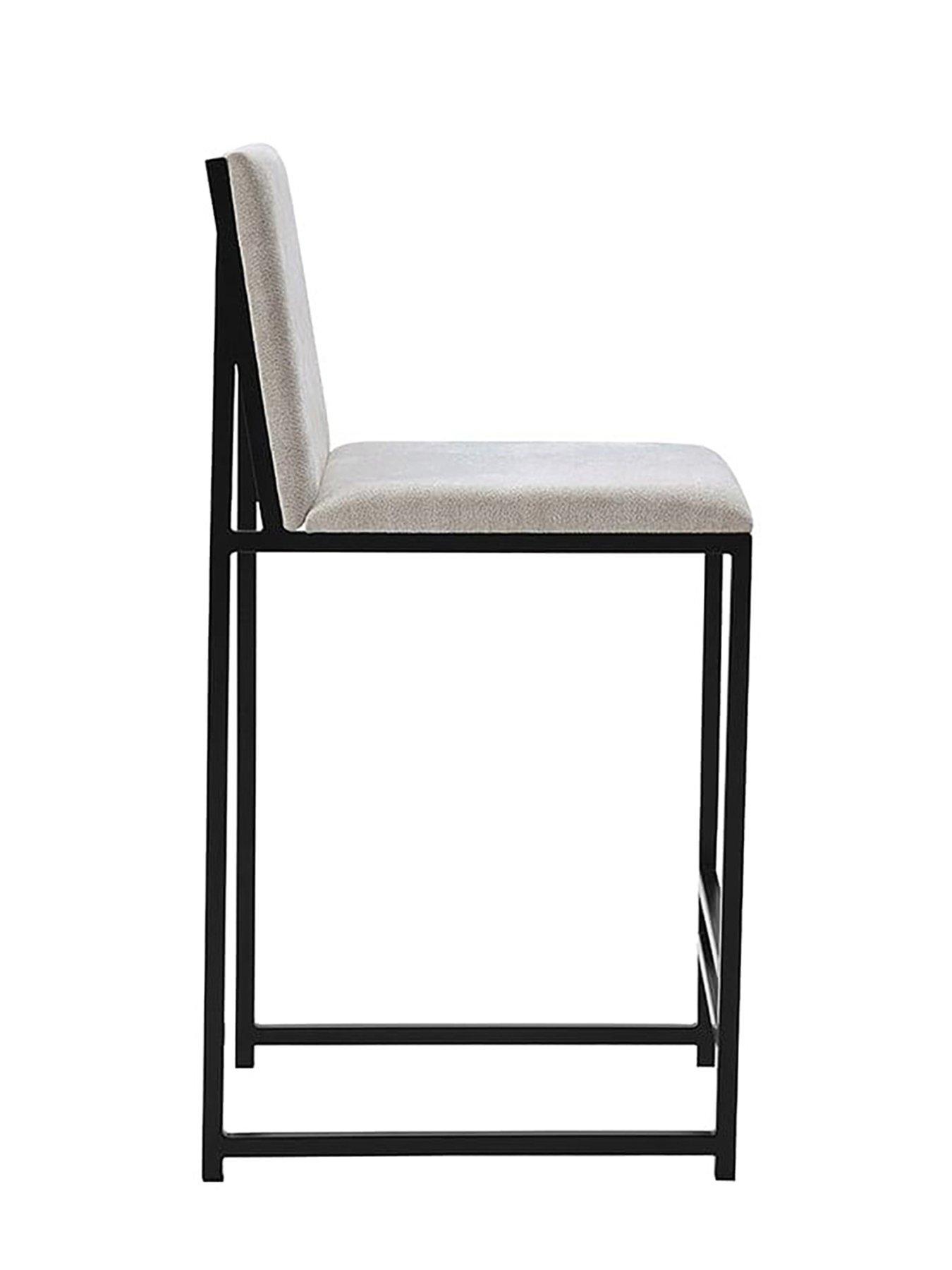 Image 4 of 7 of Dusk Rae Set Of 2 Barstools - Chenille - Light Natural