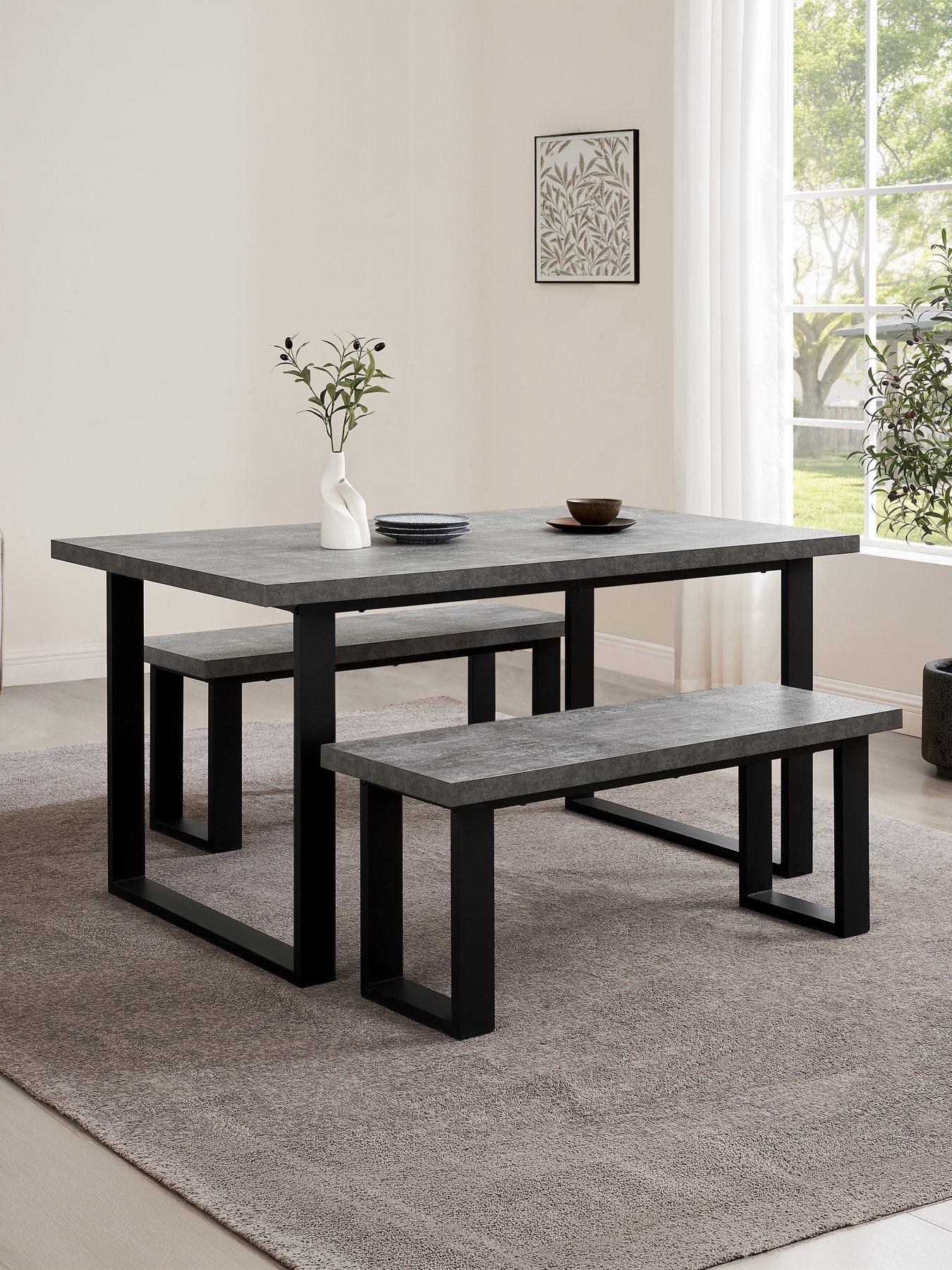 Image 1 of 7 of Dusk Harper 4-6 Seater Dining Table - Stone/Black