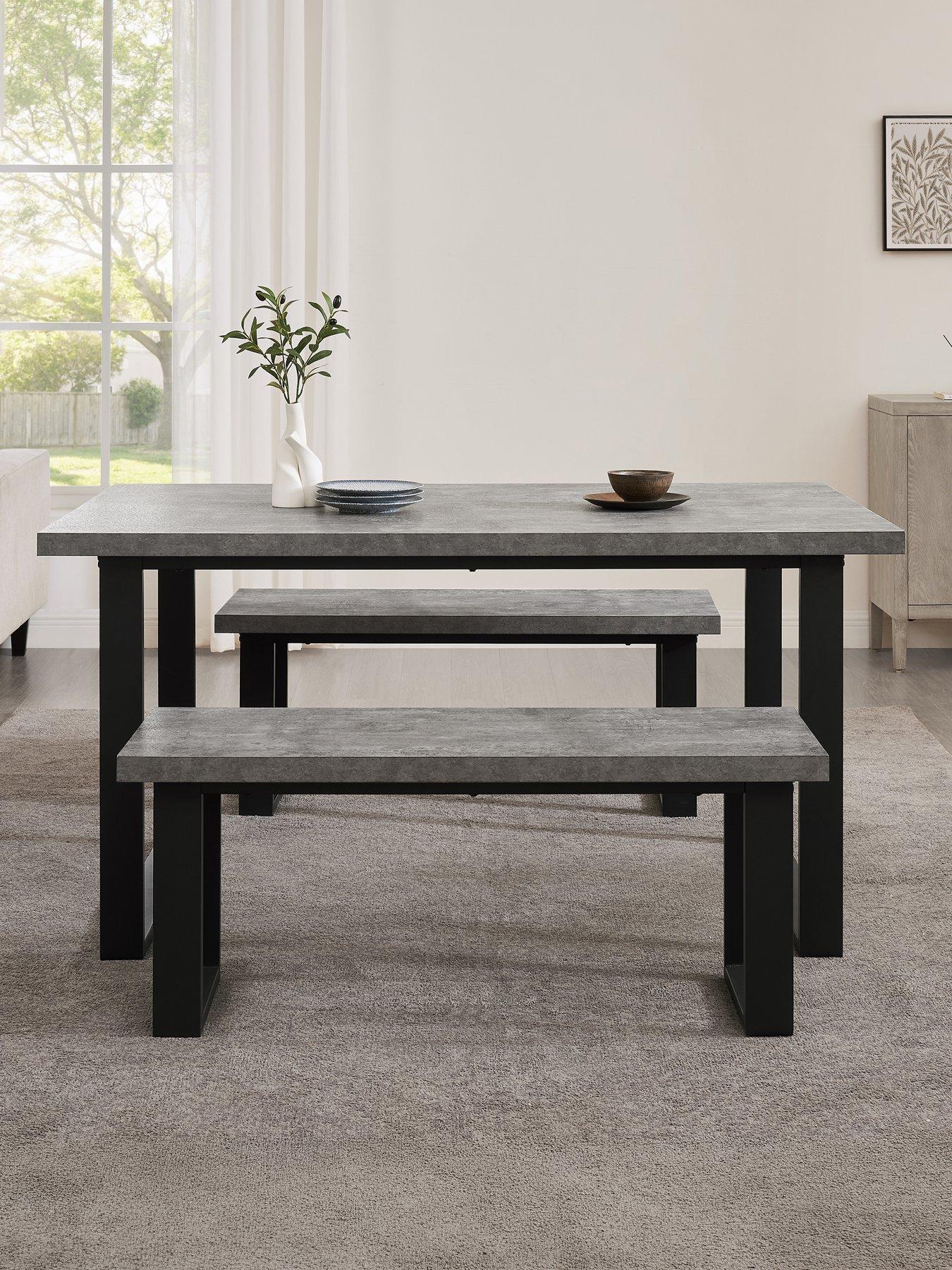 Image 3 of 7 of Dusk Harper 4-6 Seater Dining Table - Stone/Black