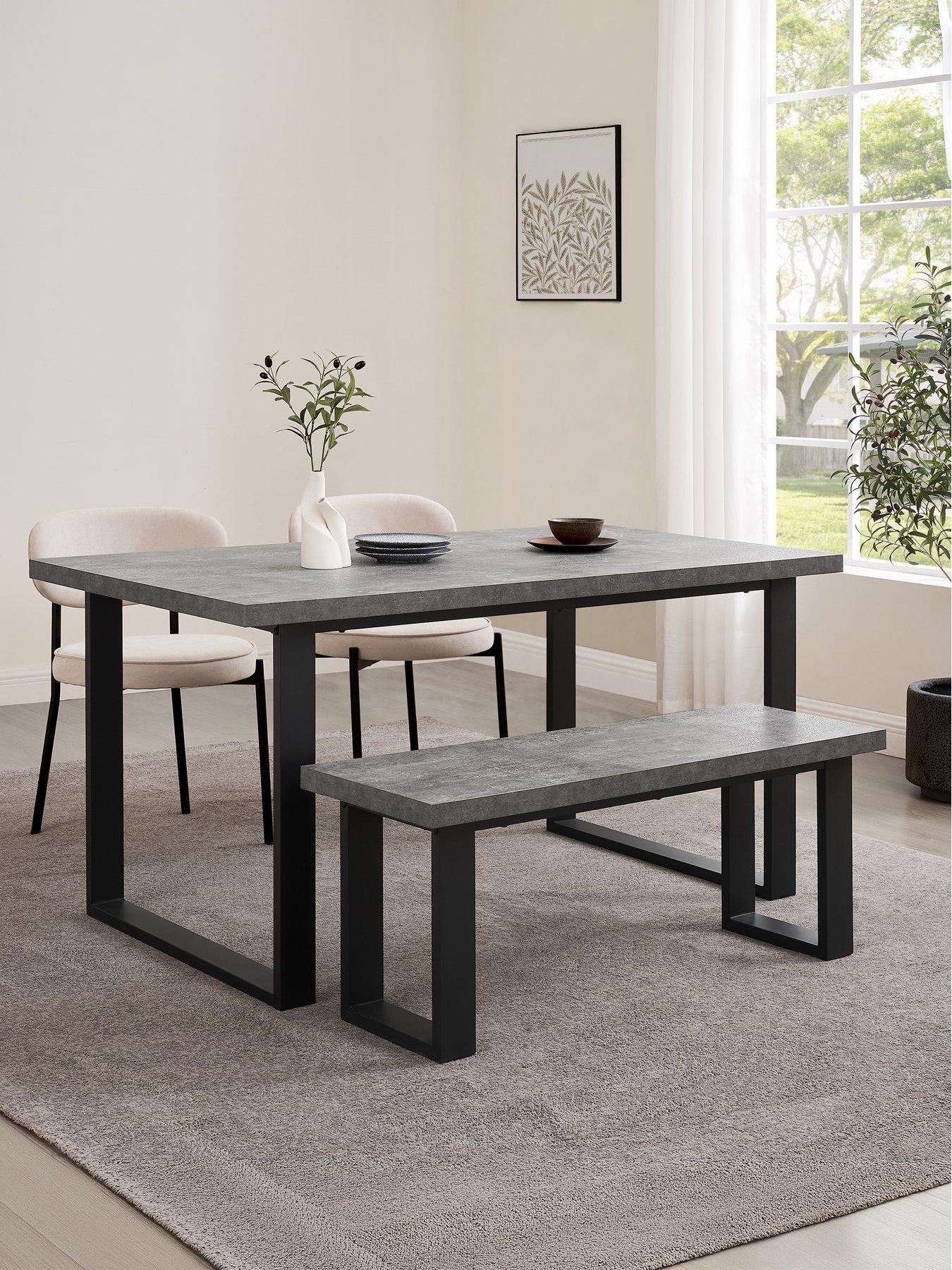 Image 4 of 7 of Dusk Harper 4-6 Seater Dining Table - Stone/Black