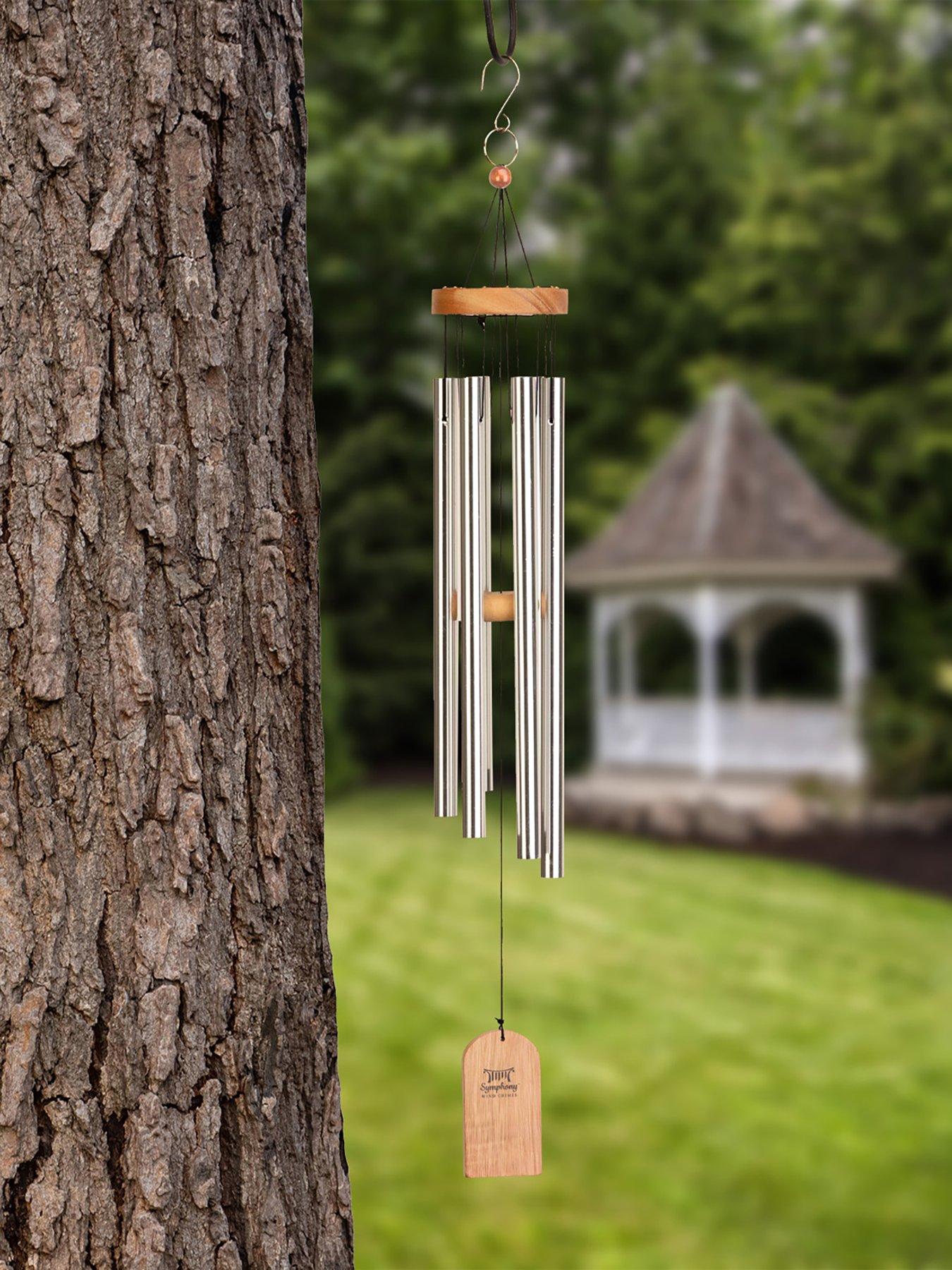 Panacea 69cm Wood & Aluminium Wind Chime- Silver