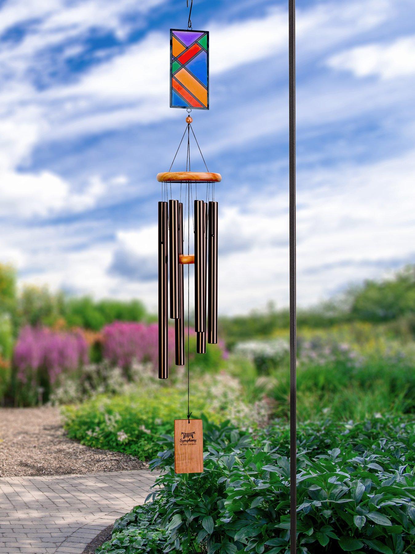 Panacea 86cm Wind Chime with Stained Glass- Bronze