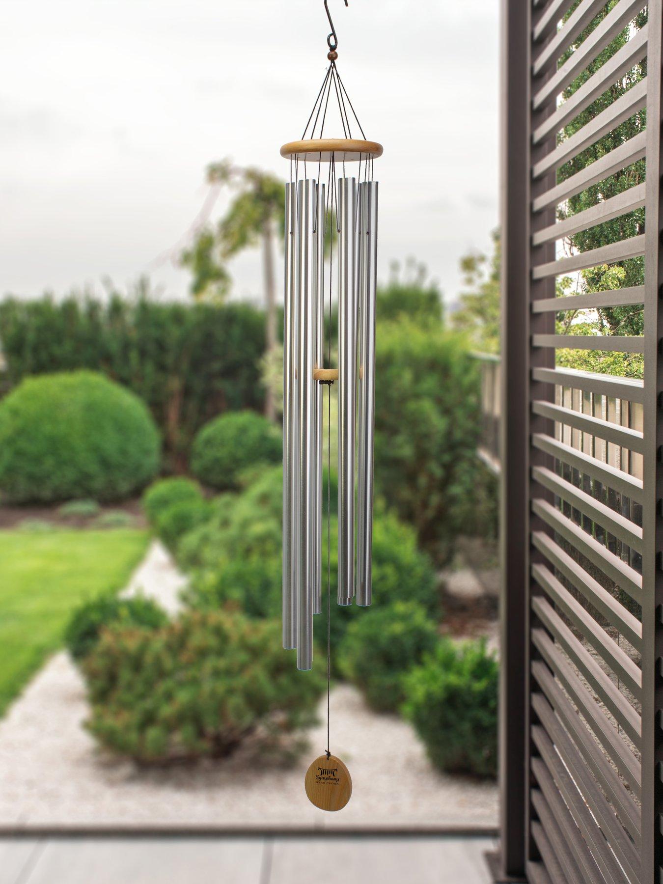 Image 1 of 2 of Panacea 145cm Wood & Aluminum Wind Chime- Silver