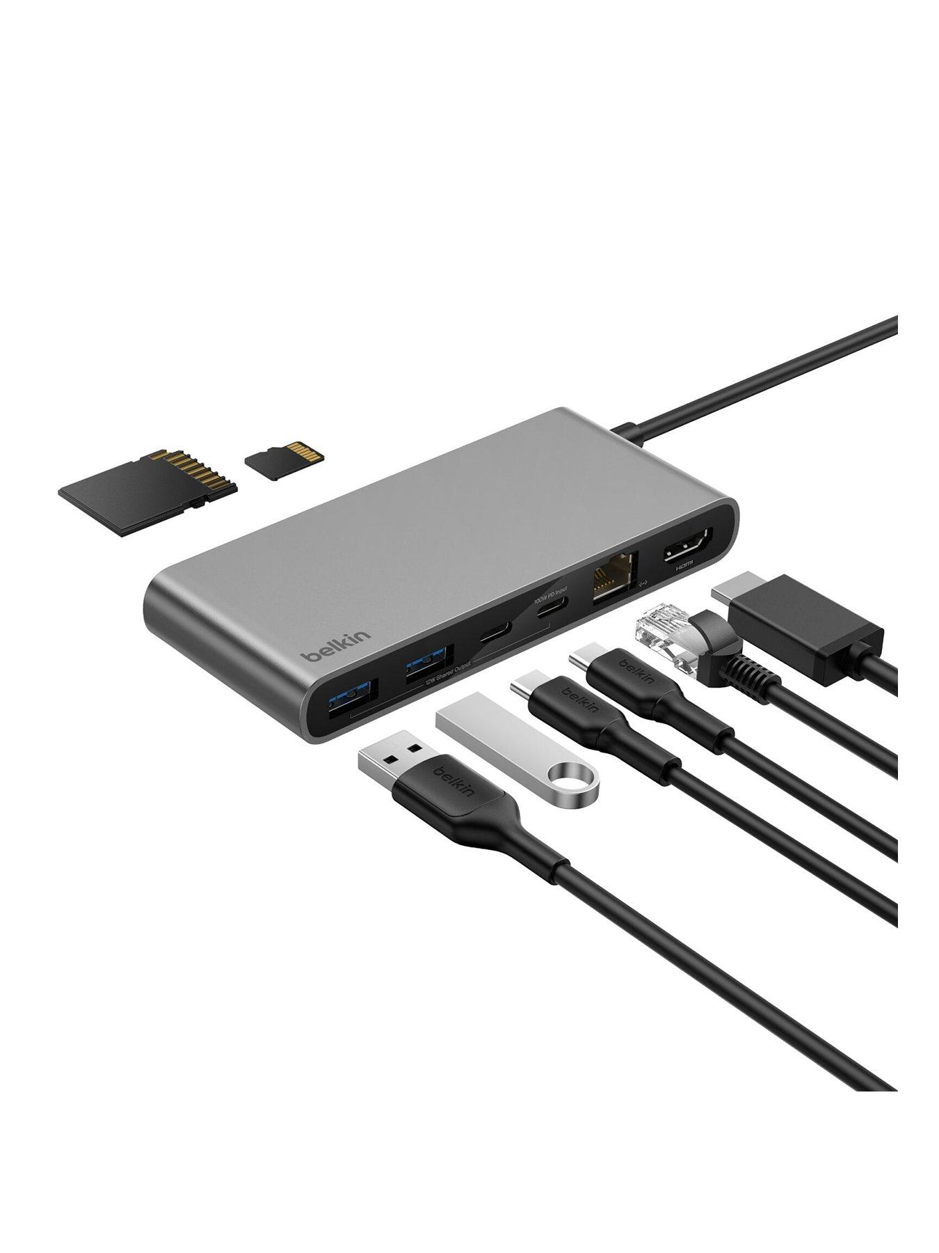 Belkin 8 Port USB C Hub, HDMI, Ethernet, USB A  &  SD Card Reader