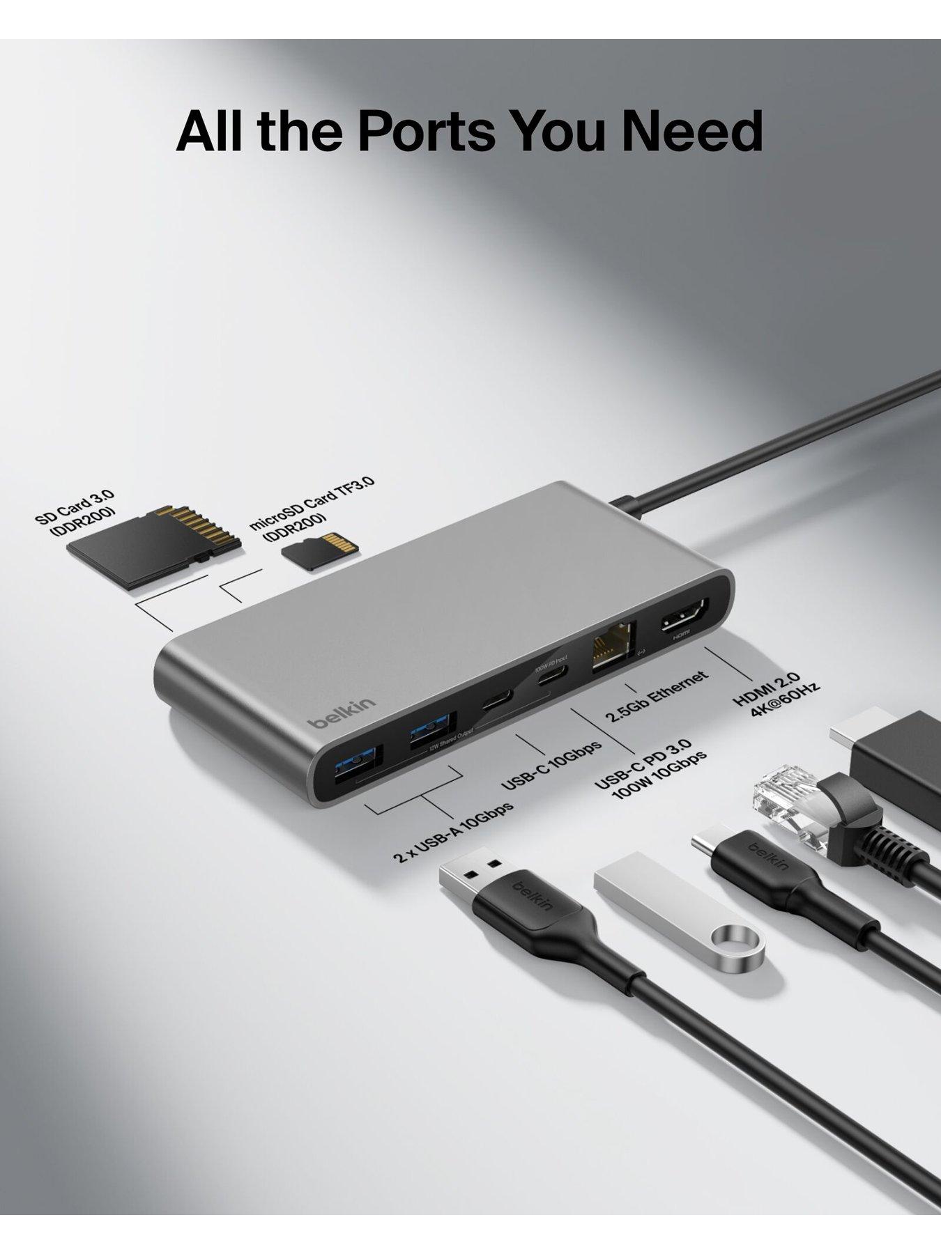 Image 3 of 6 of Belkin 8 Port USB C Hub, HDMI, Ethernet, USB A &amp; SD Card Reader