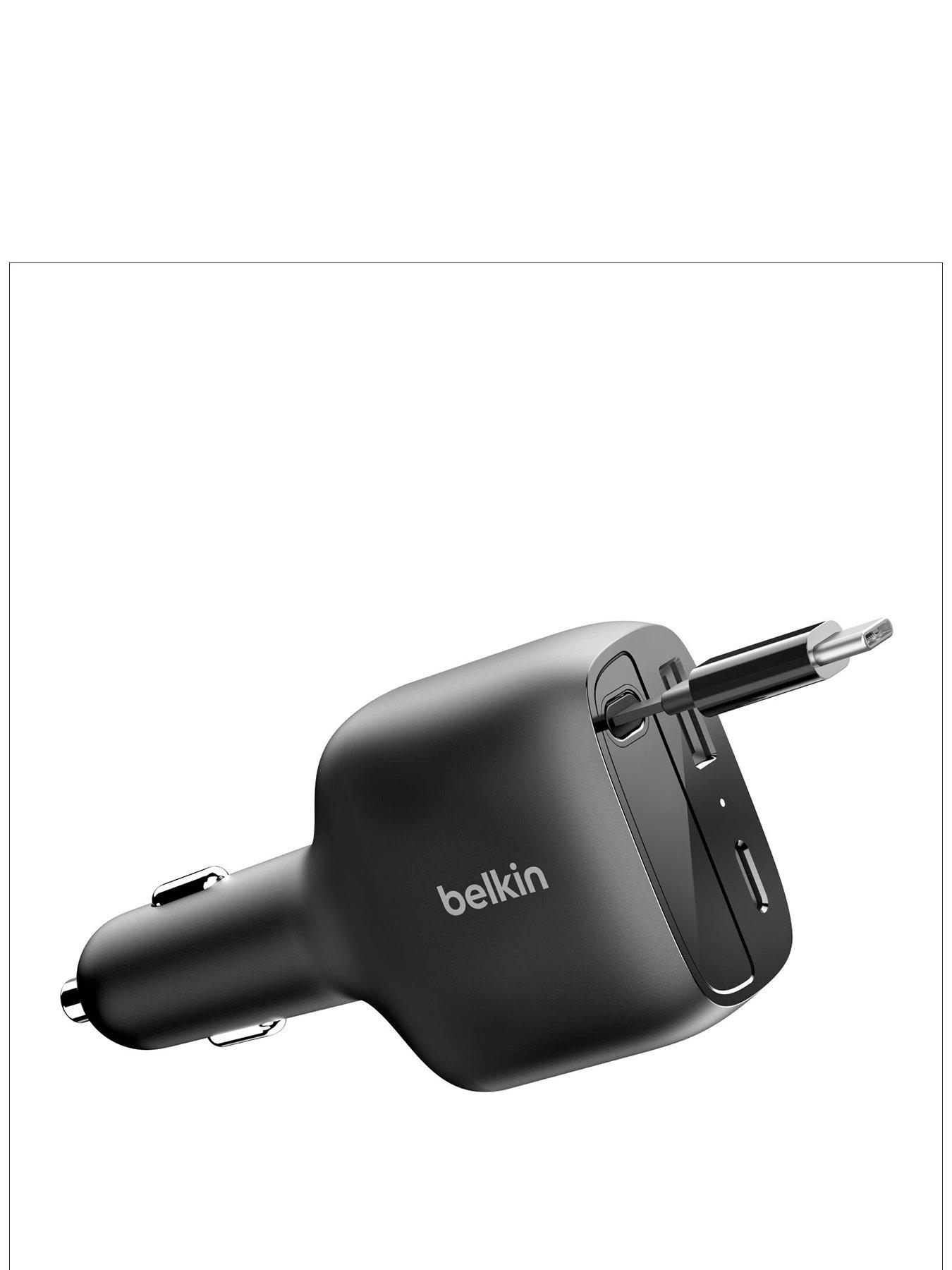 Image 1 of 6 of Belkin 75W Car Charger with Retractable USB-C Cable - Black