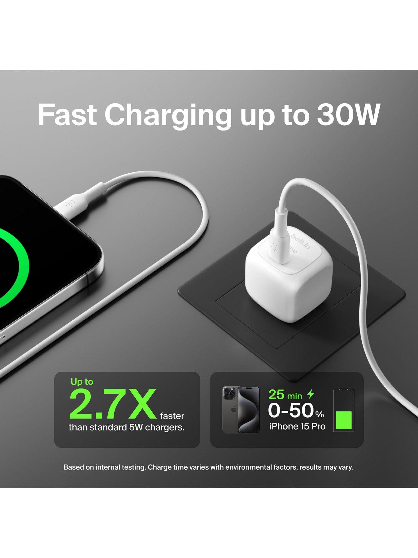 Image 3 of 6 of Belkin 30W USB-C Mains Charger, Folding Pins + USB C Cable