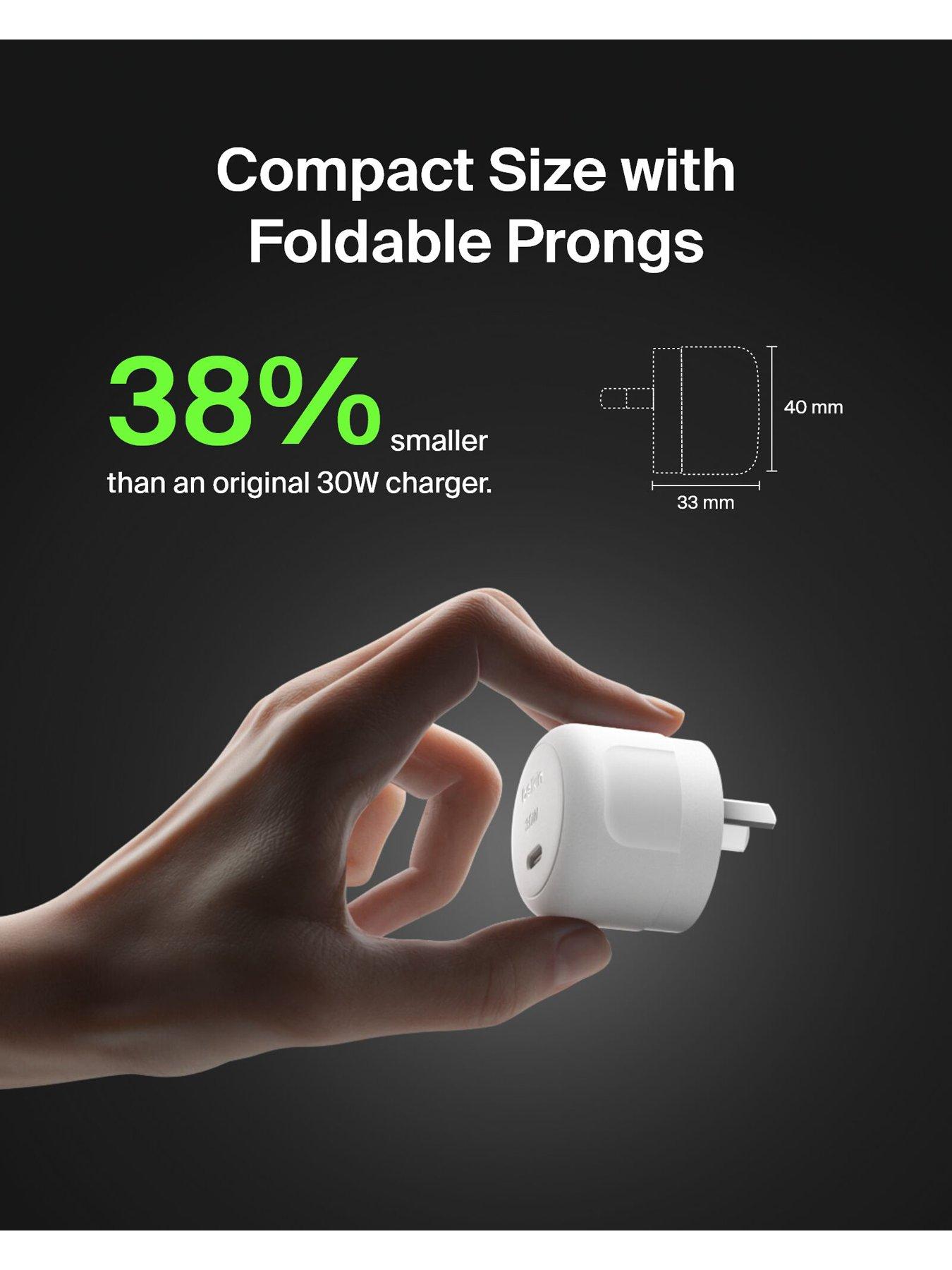 Image 4 of 6 of Belkin 30W USB-C Mains Charger, Folding Pins + USB C Cable