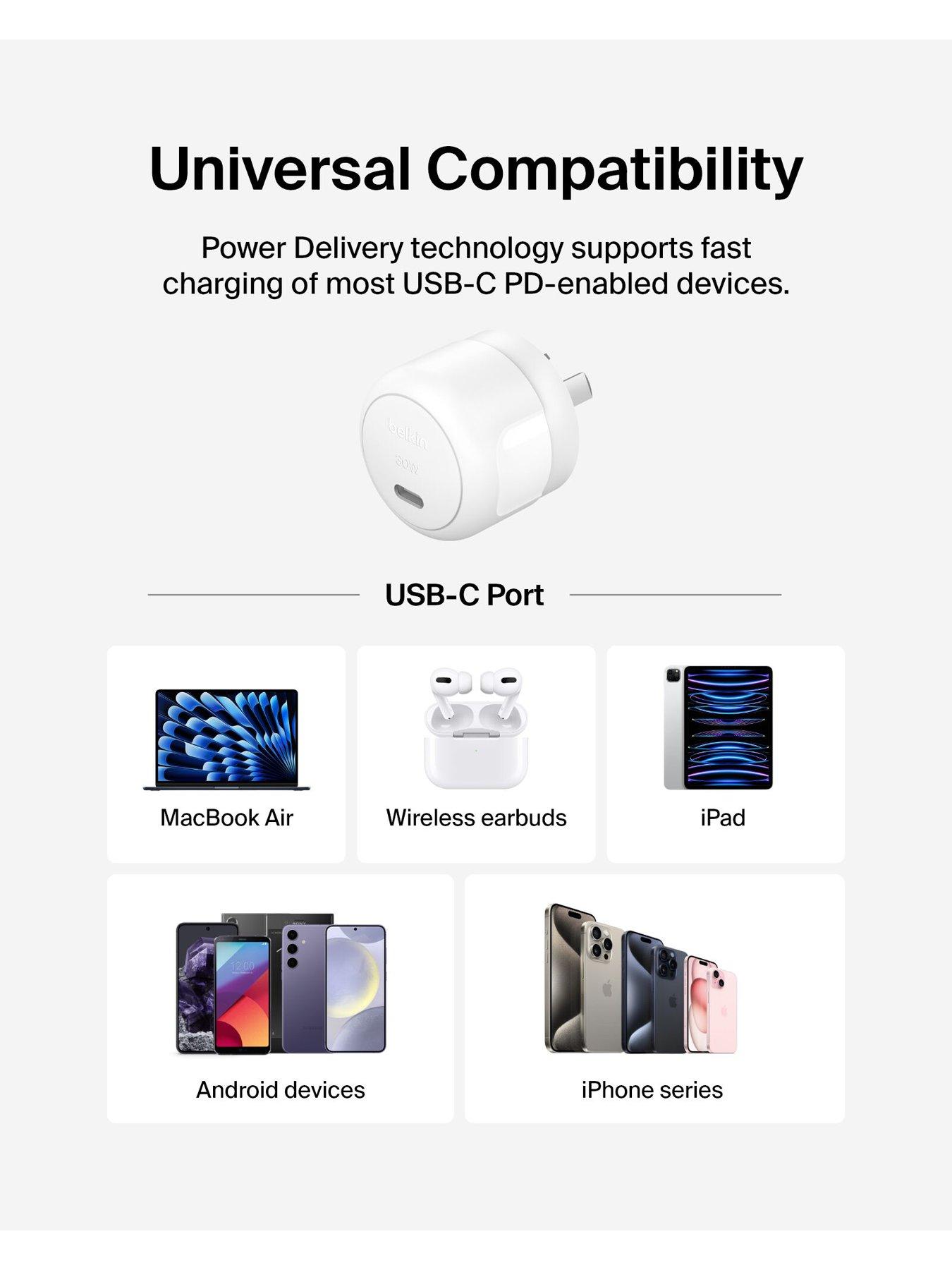 Image 5 of 6 of Belkin 30W USB-C Mains Charger, Folding Pins + USB C Cable