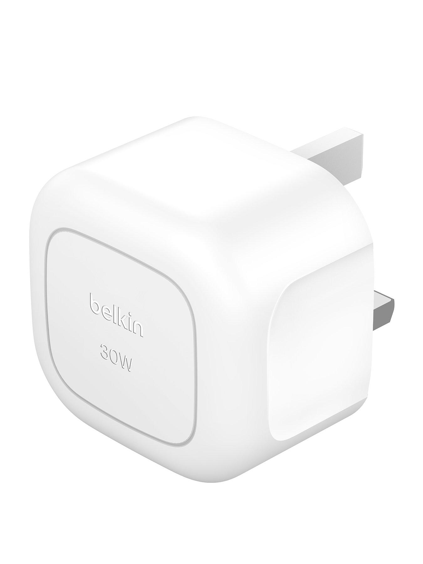 Belkin 30W USB-C Mains Charger, Folding Pins, White