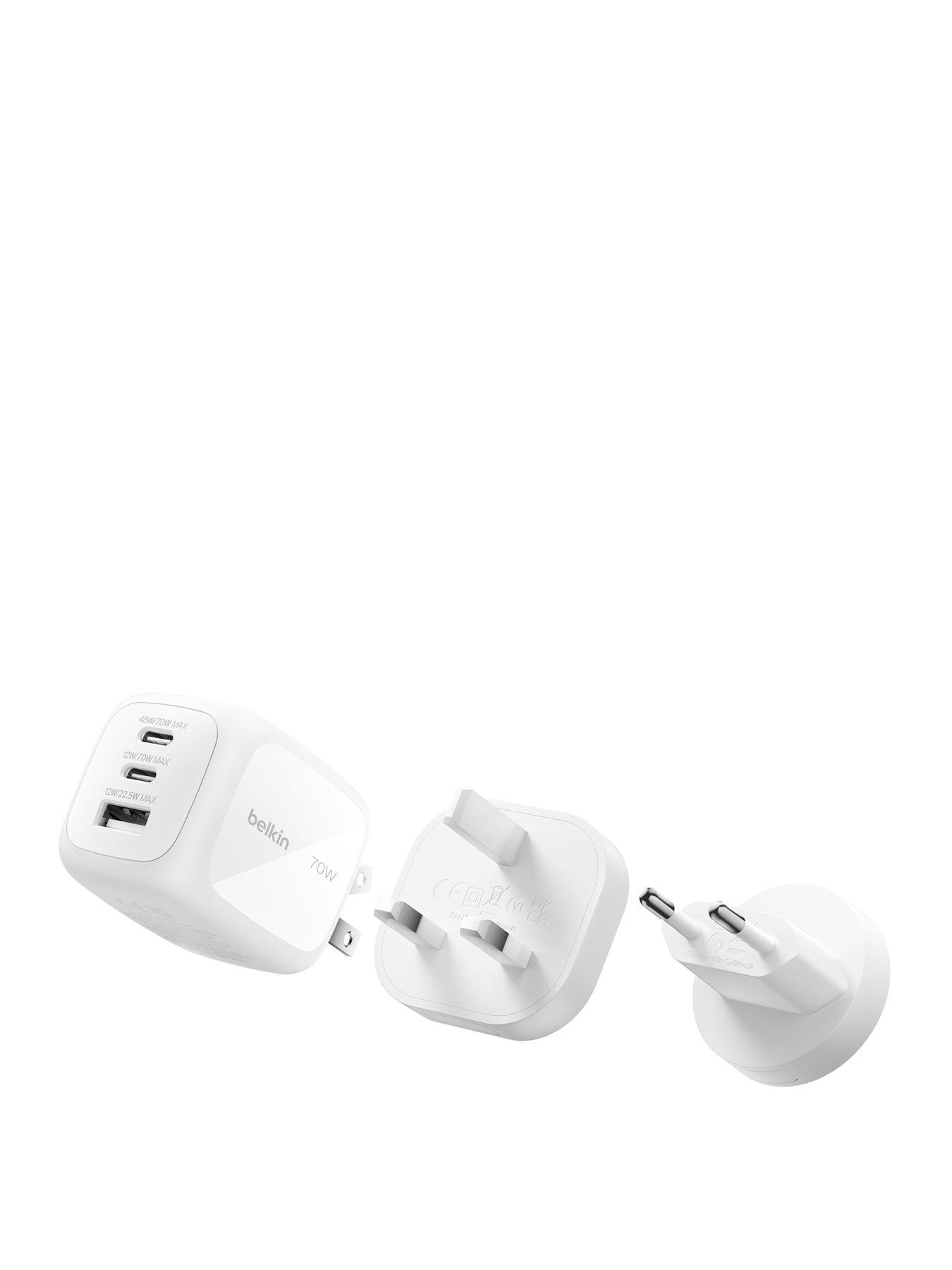 Belkin 70W Triple Port Mains Charger with UK, EU and US Travel Tips