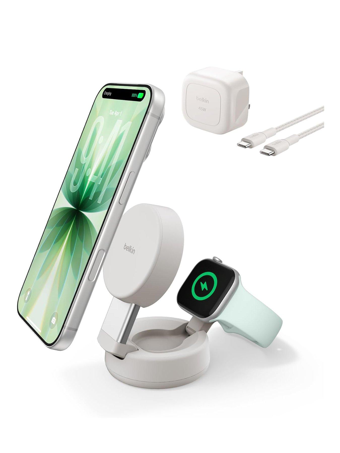 Belkin 25W Qi2 2 in 1 Folding Charger with Apple Watch Charger, Sand