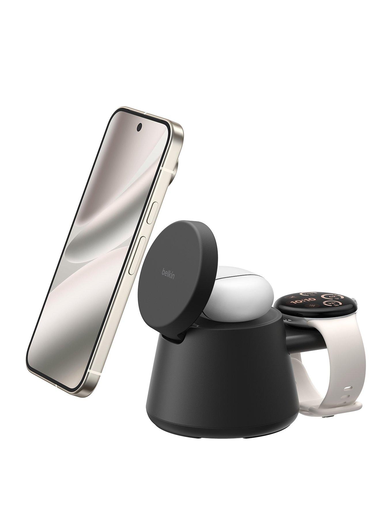 Belkin 25W QI2 3 in 1 Modular Charging Stand, with USB-C Watch holder for Apple, Samsung and Google Watch Charger (Watch charger not included)