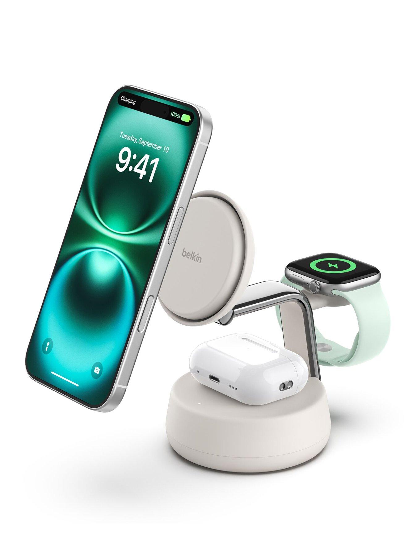 Belkin 25W Qi2 3 in 1 Folding Charger with Apple Watch Charger, Sand