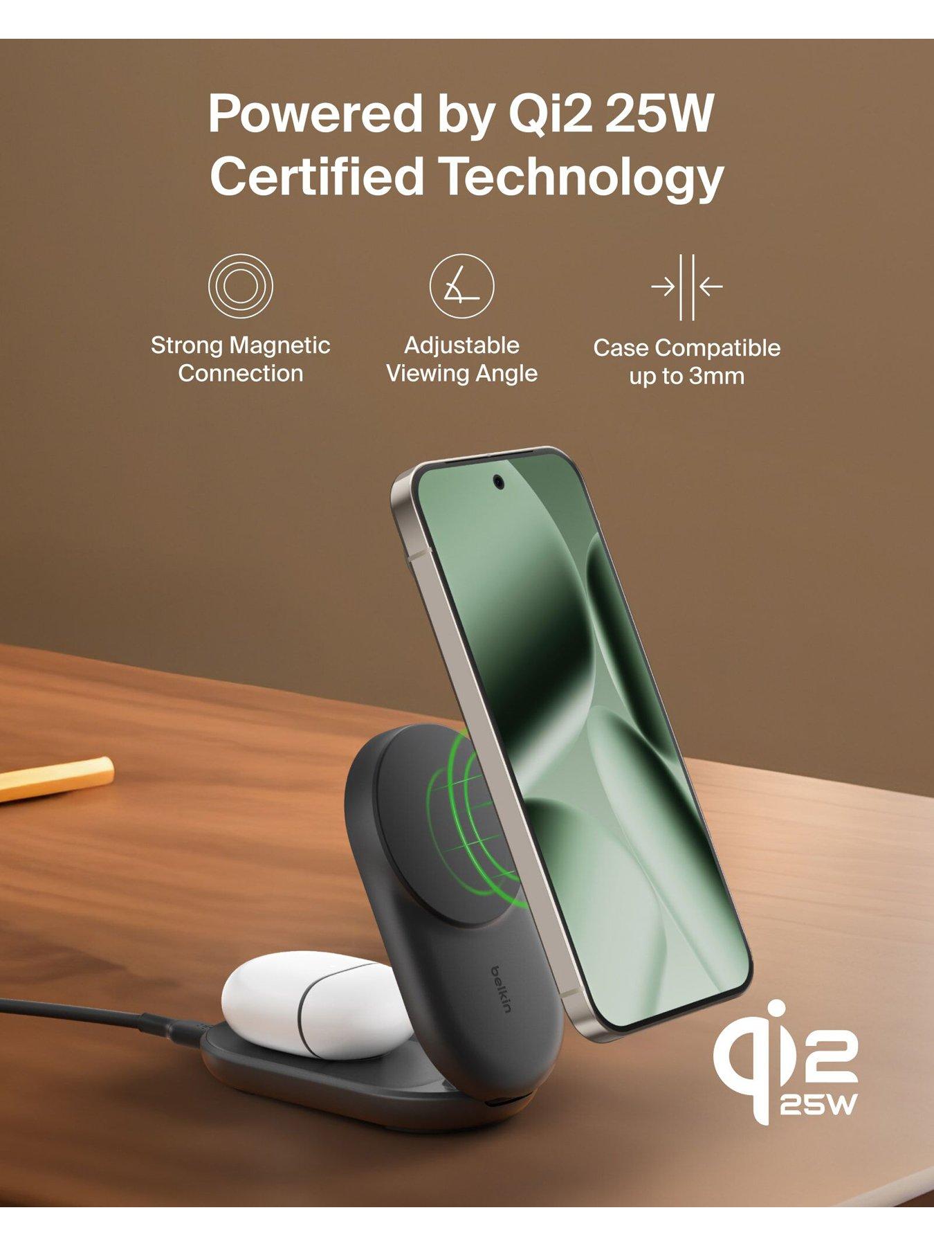 Image 2 of 5 of Belkin 25W Qi2 2 in 1 Folding Wireless Charger Stand