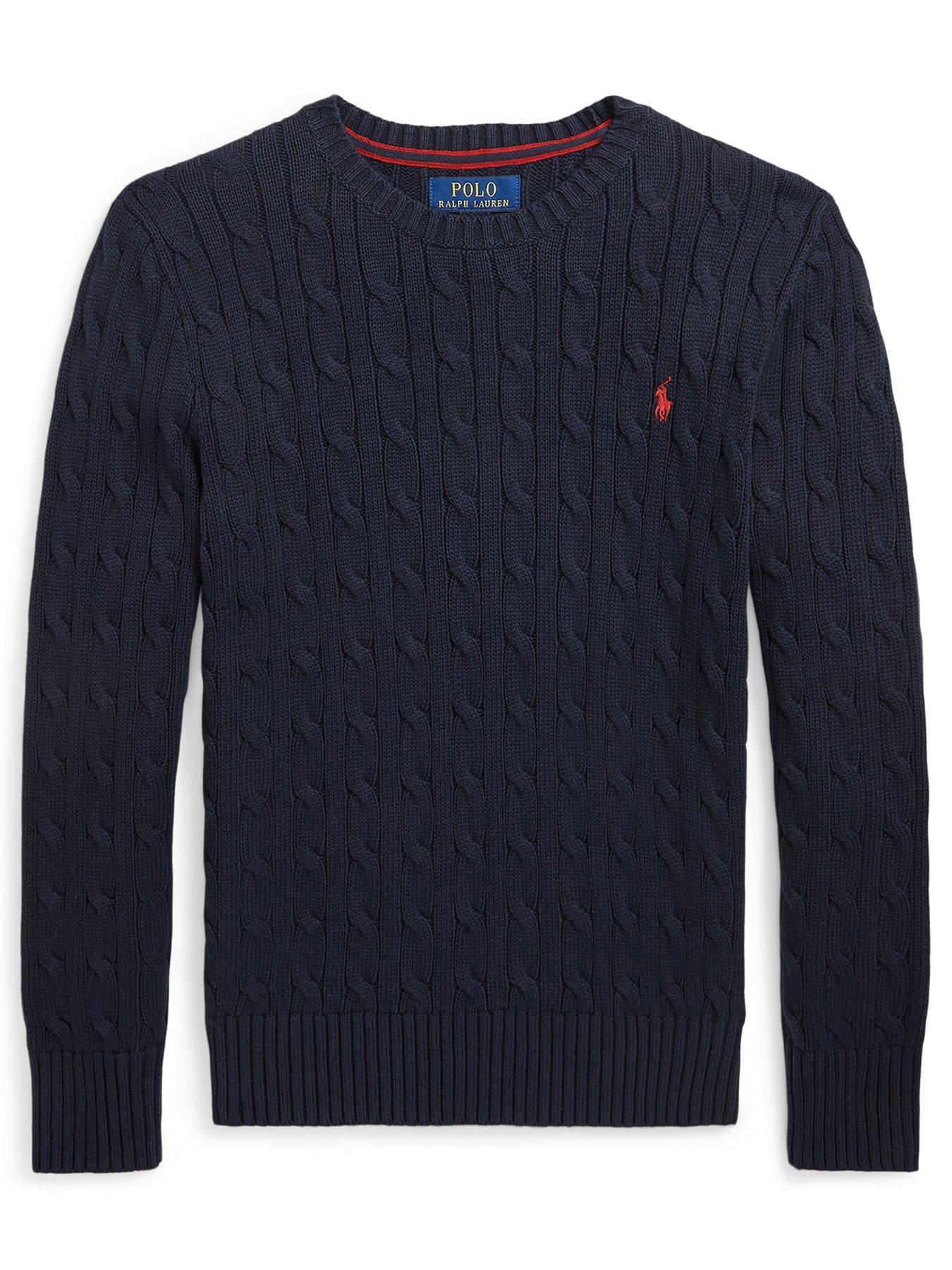 Image 1 of 2 of Polo Ralph Lauren Boys Cable Knit Jumper - Navy