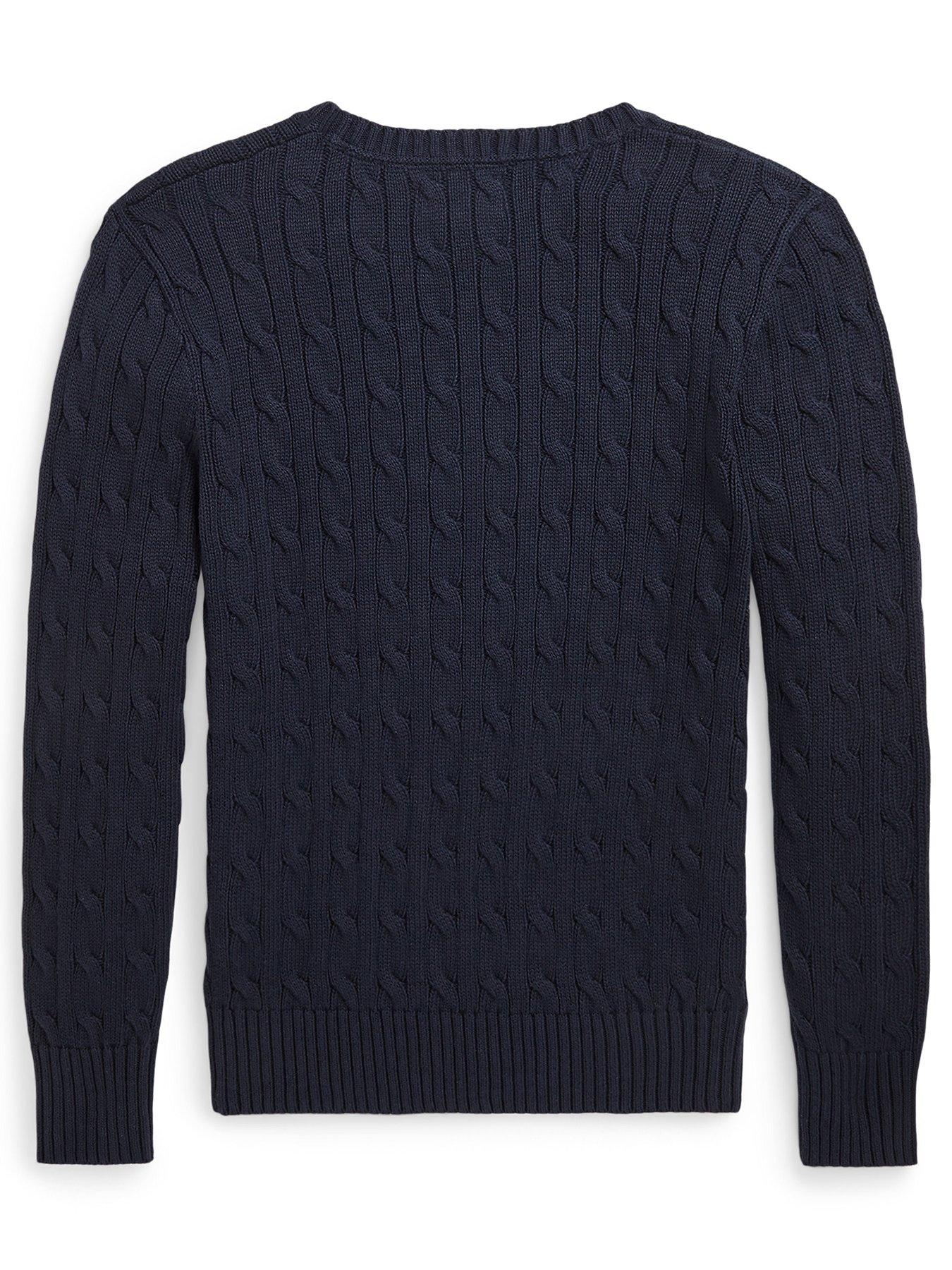 Image 2 of 2 of Polo Ralph Lauren Boys Cable Knit Jumper - Navy