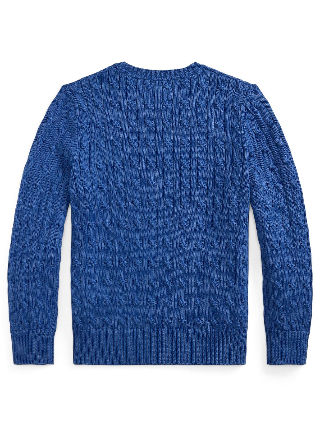 Image 2 of 2 of Polo Ralph Lauren Boys Cable Knit Jumper - Blue