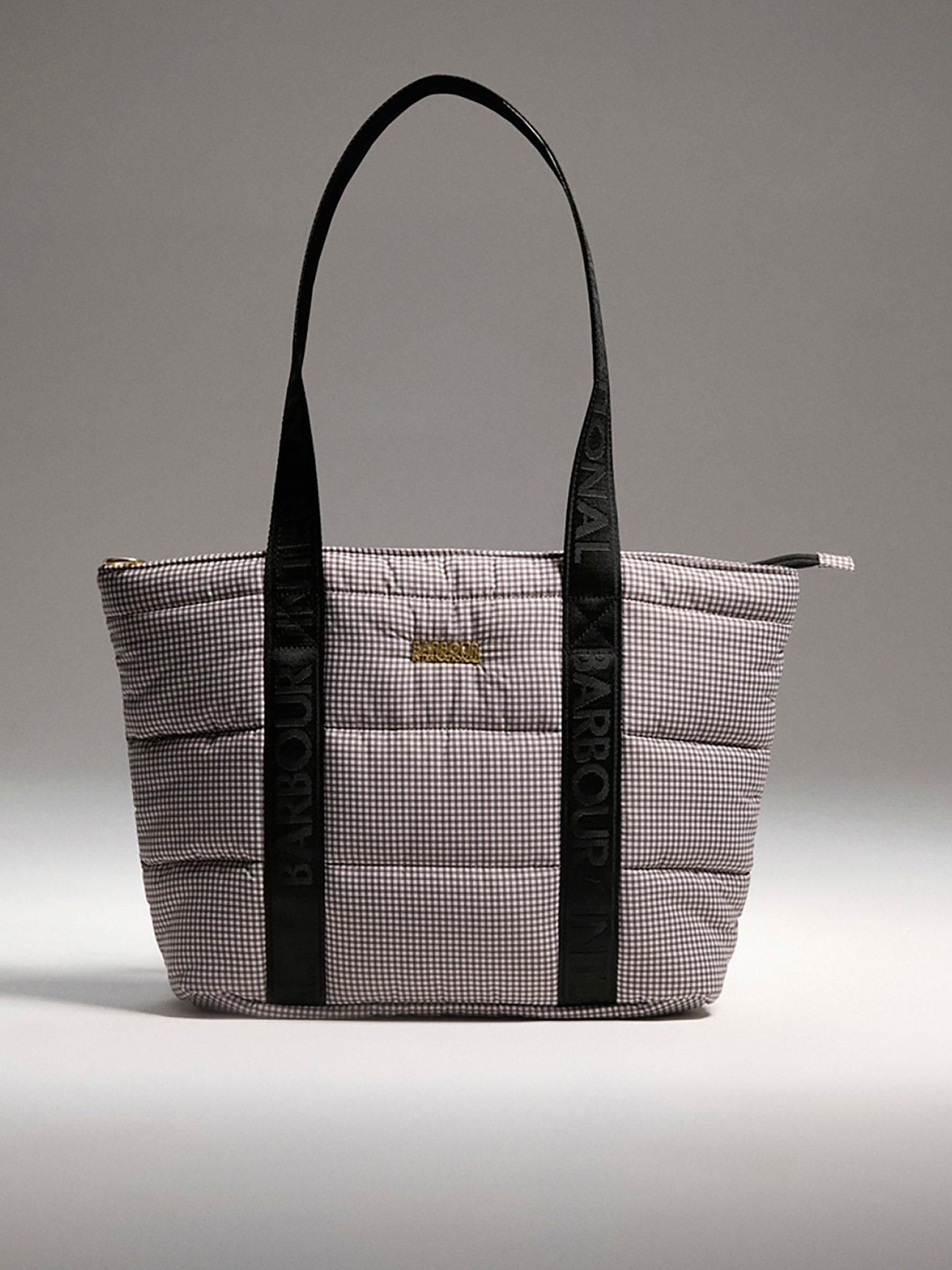 Barbour International Monaco Check Baffle Quilted Tote Bag - Truffle Check