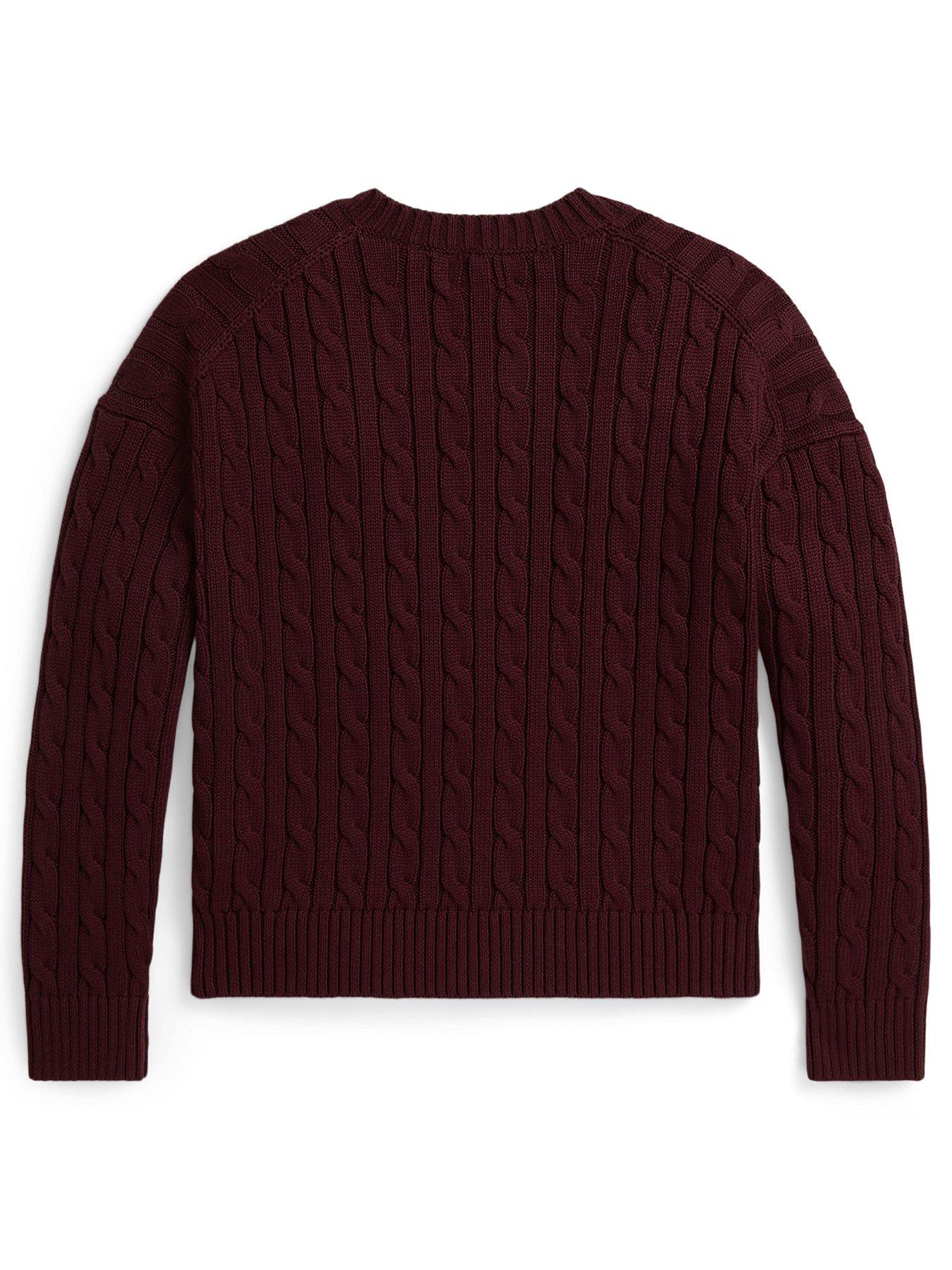 Image 2 of 2 of Polo Ralph Lauren Girls V-neck Jumper - Dark Red