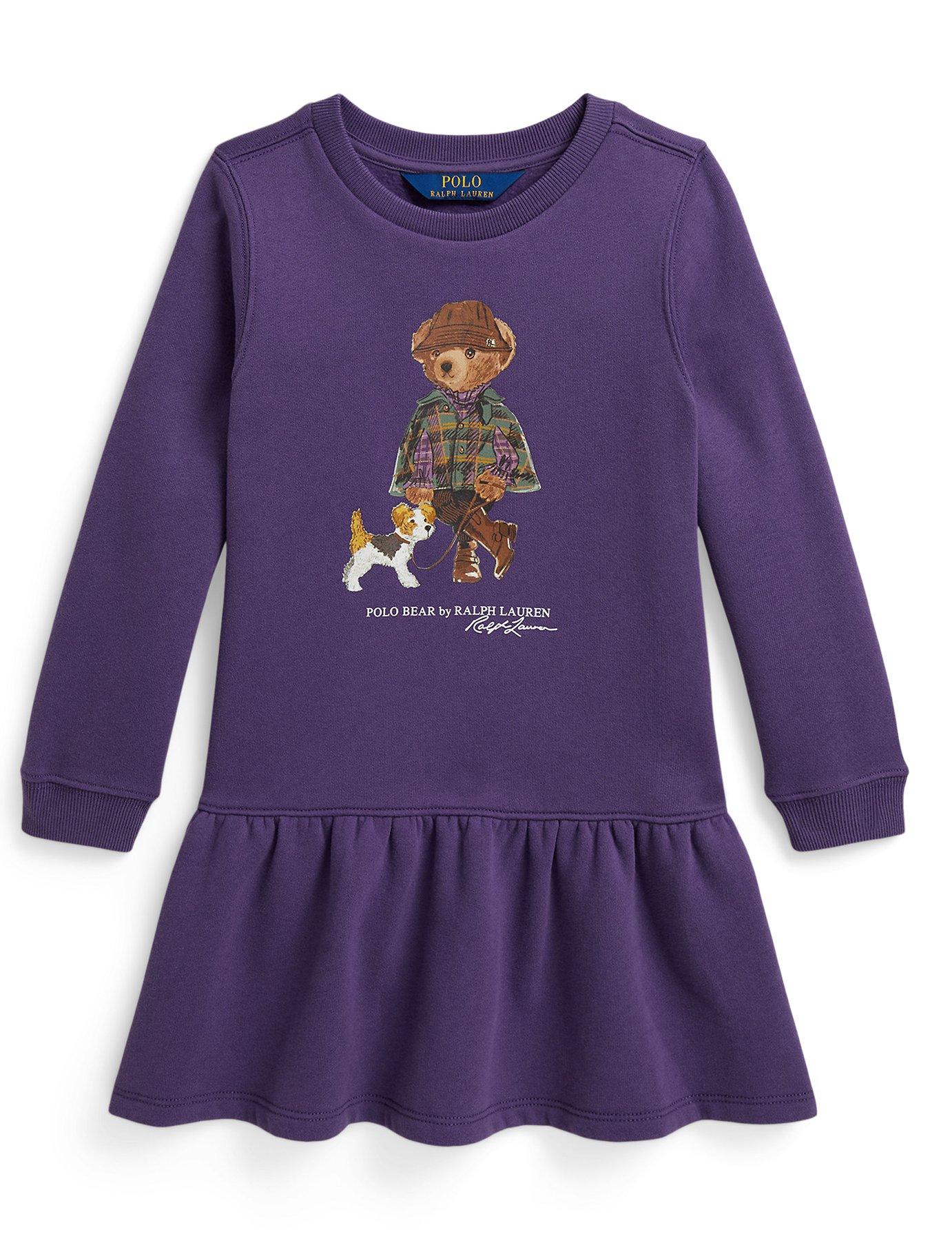 Polo Ralph Lauren Younger Girls Polo Bear Fleece Sweatshirt Dress - Purple