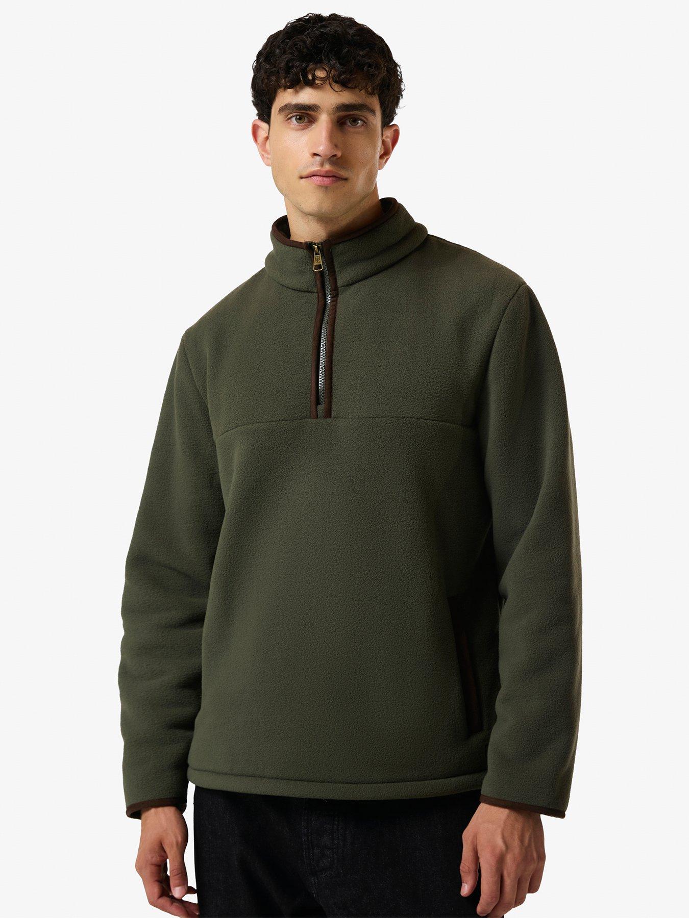 Image 1 of 4 of Hunter Mens Microfleece 1/4 Zip High Collar Pocket Jumper - Green