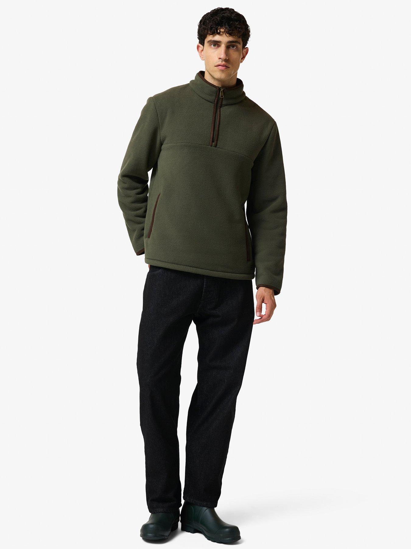 Image 3 of 4 of Hunter Mens Microfleece 1/4 Zip High Collar Pocket Jumper - Green