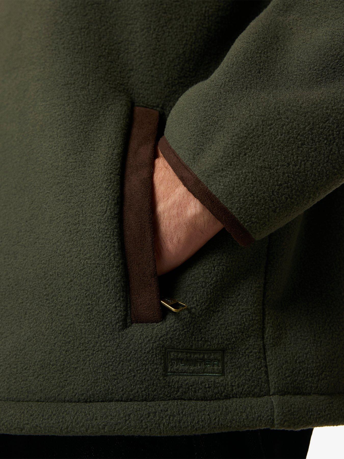 Image 4 of 4 of Hunter Mens Microfleece 1/4 Zip High Collar Pocket Jumper - Green