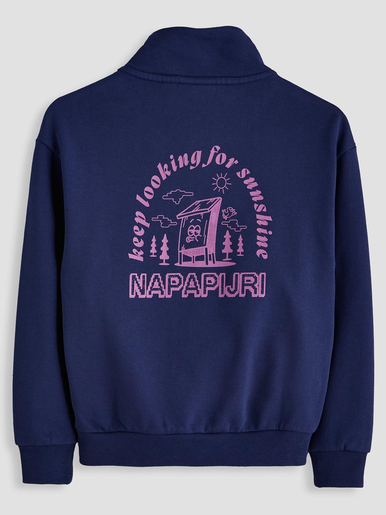 Image 2 of 4 of NAPAPIJRI Boys Tipi Quarter Zip Logo Sweatshirt - Navy