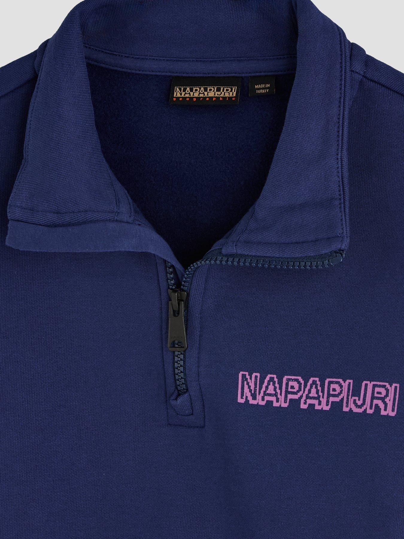 Image 3 of 4 of NAPAPIJRI Boys Tipi Quarter Zip Logo Sweatshirt - Navy