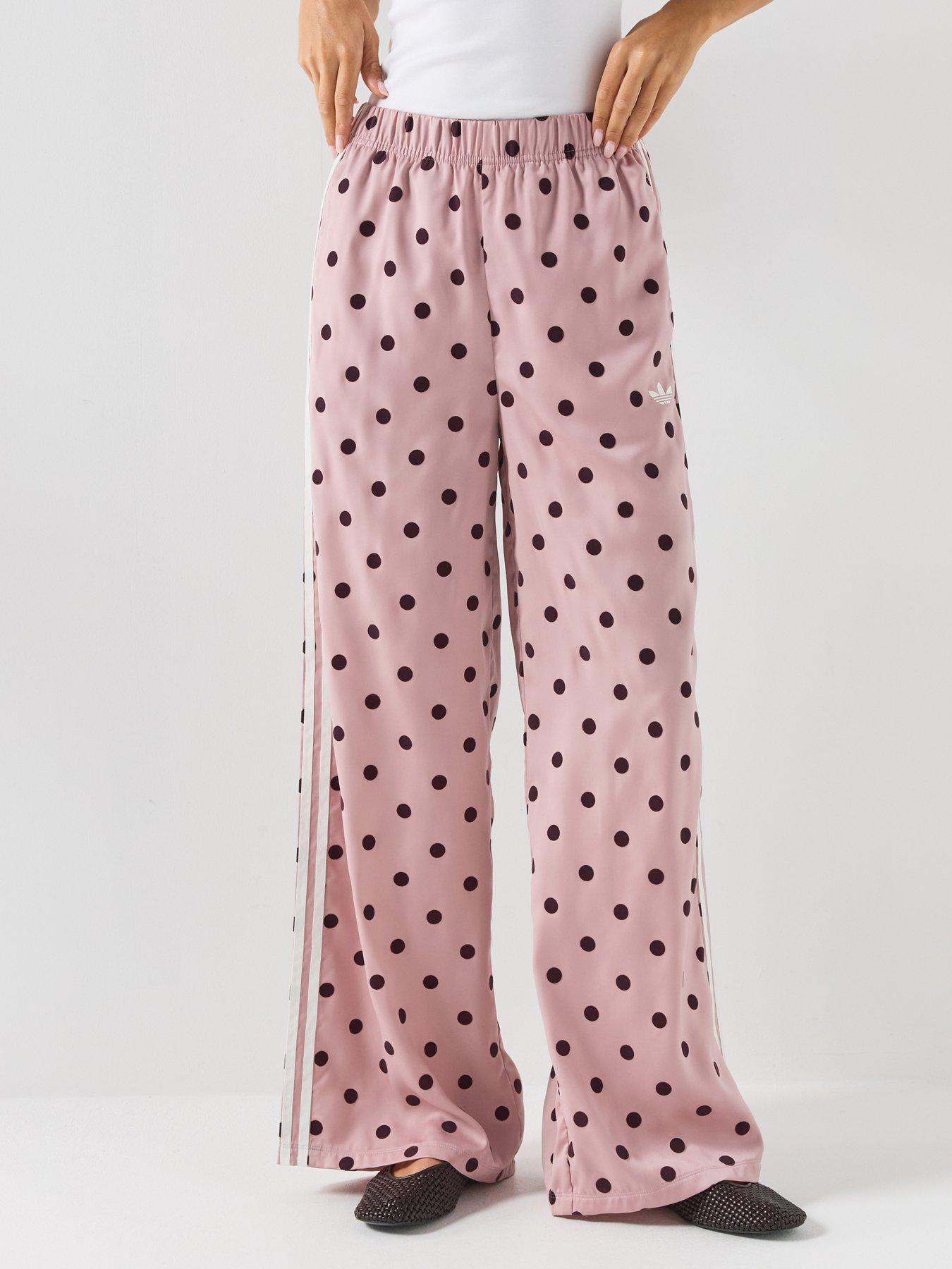 adidas Originals Women's Satin Polka Dot Wide Leg Pant - Pink