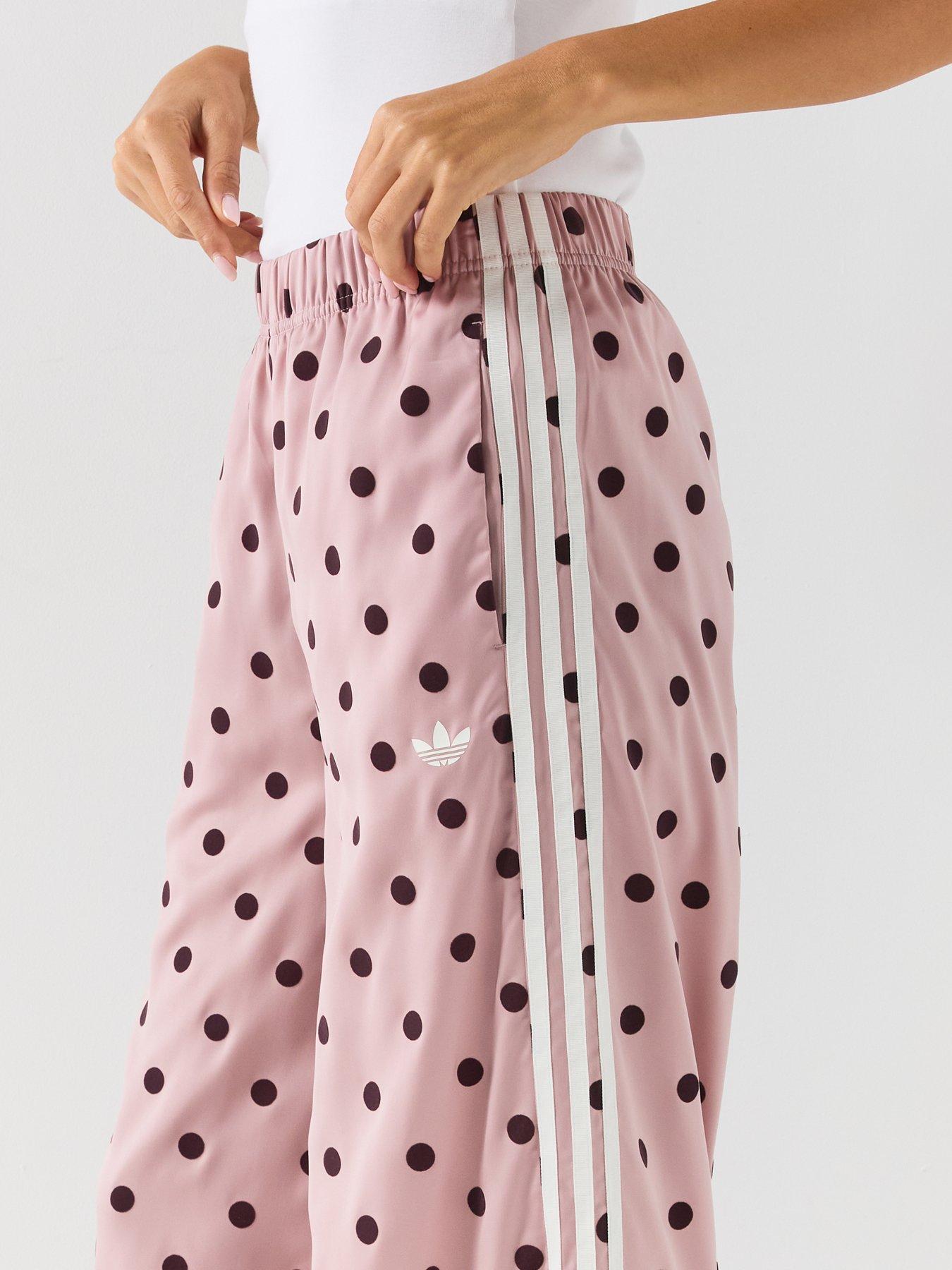 Image 5 of 7 of adidas Originals Womens Satin Polka Dot Wide Leg Pant - Pink/burgundy