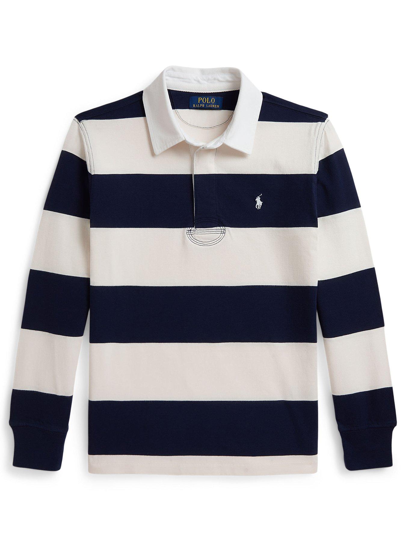 Image 1 of 2 of Polo Ralph Lauren Boys Stripe Rugby Shirt - Navy