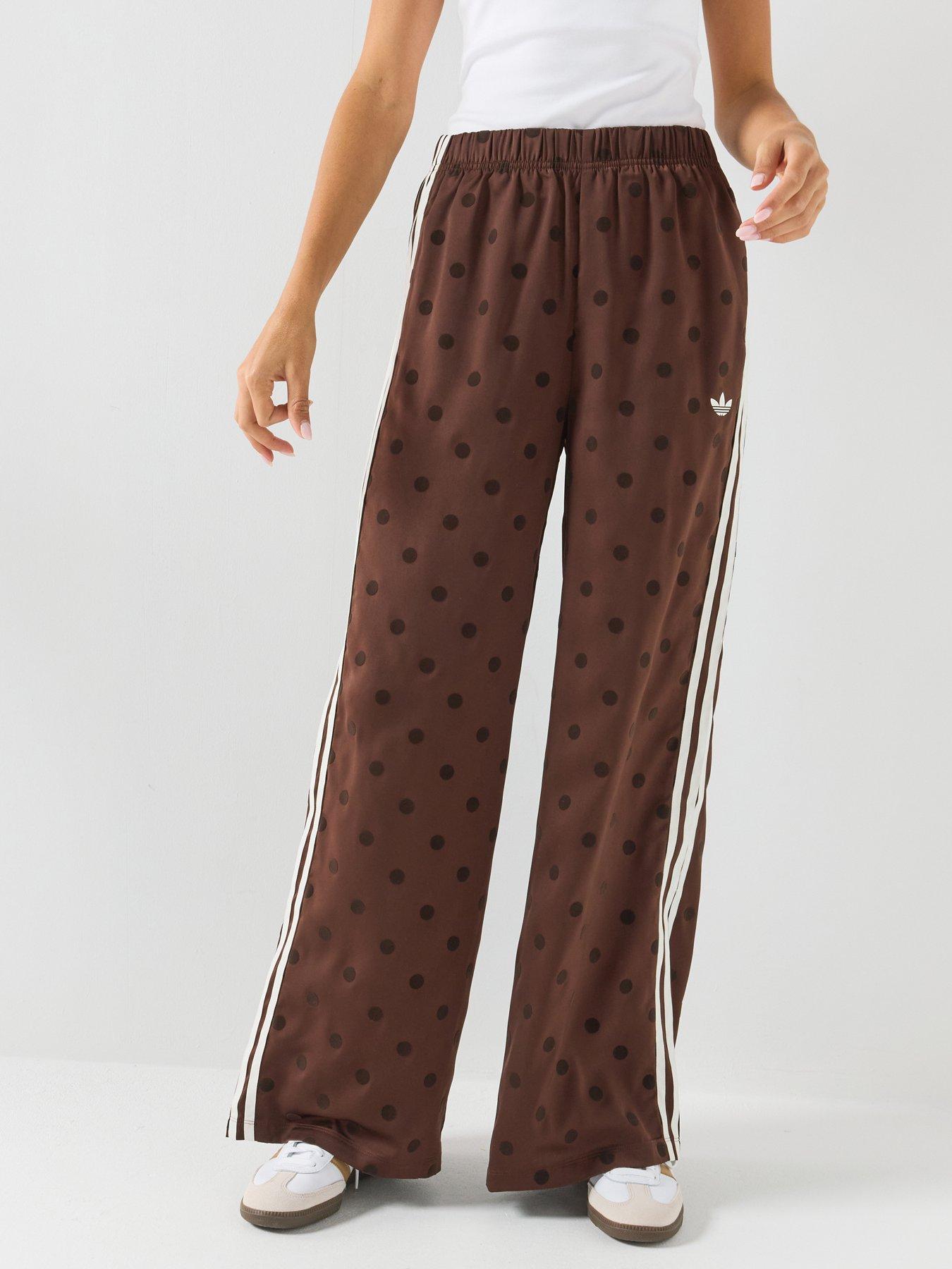 adidas Originals Women's Satin Polka Dot Wide Leg Pant - Brown