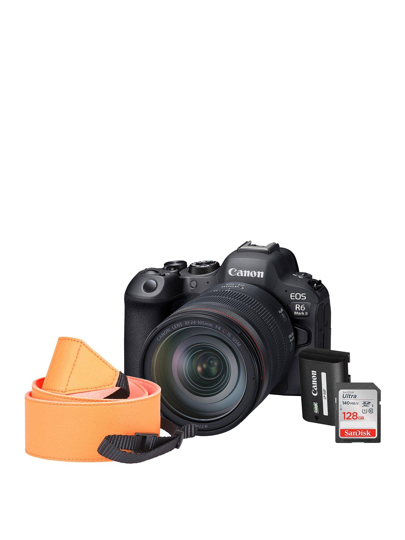 Canon EOS R6 Mark II Camera Kit inc RF 24-105 F4L IS USM Lens, Additional LP-EP6 Battery, 128Gb SD Card  &  Neck Strap