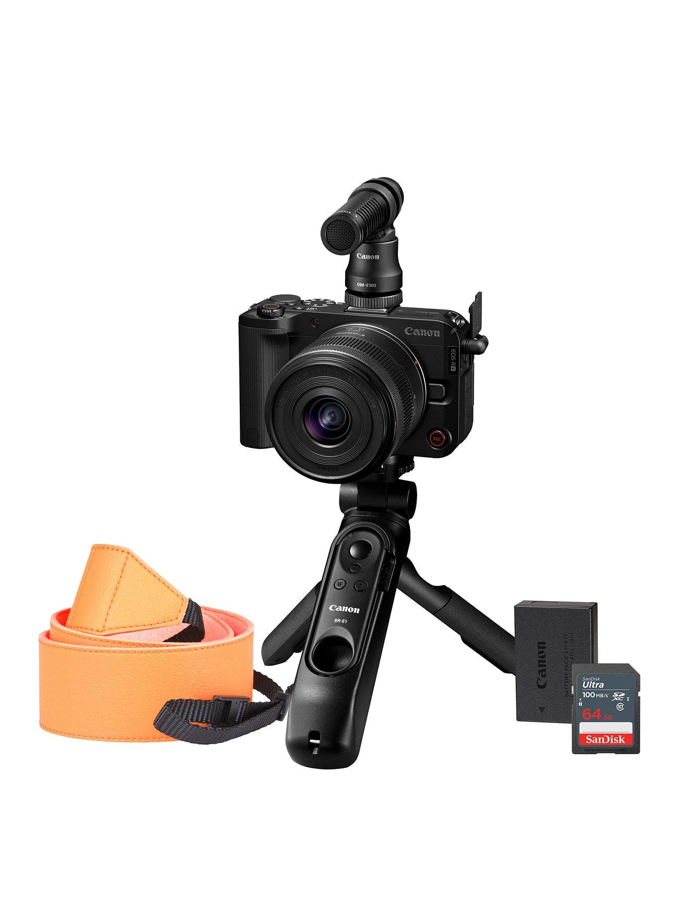 Canon EOS R50 V Camera inc RF-S 14-30mm Lens, Creator Kit, Additional LP-E17 Battery, 64GB SD  &  Neck Strap