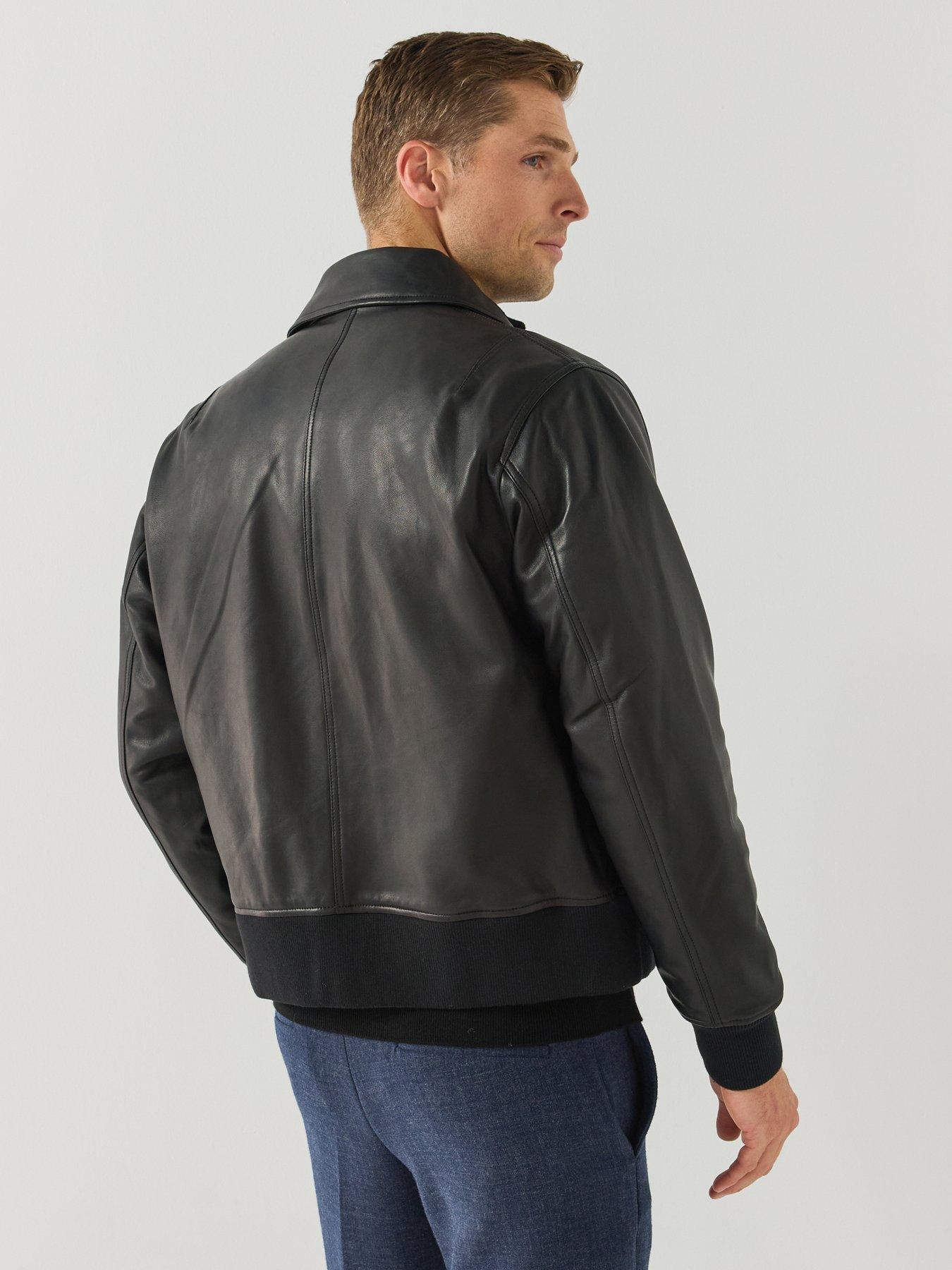 Image 2 of 6 of Belstaff Mens Ribbed Hem Zip-Through Pilot Jacket - Black