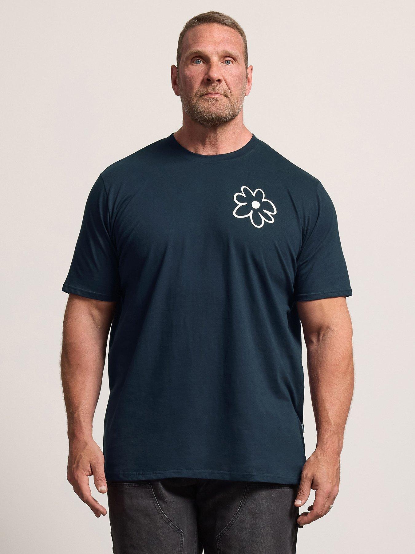 BadRhino Longline Flower T-Shirt - Blue