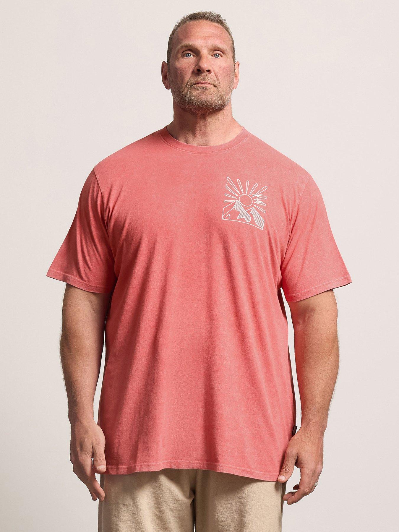 BadRhino Sunset Acid Wash T-Shirt Extra Long - Red