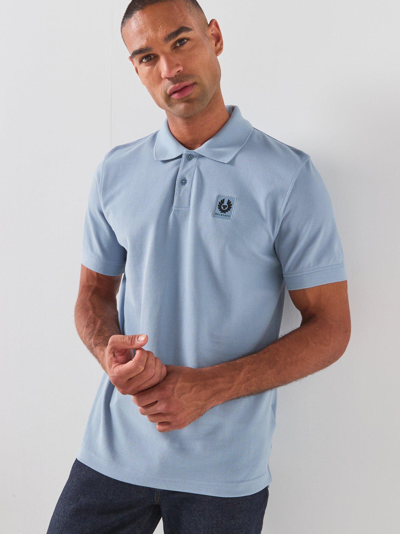 Image 1 of 5 of Belstaff Left Chest Patch Logo Regular Fit Polo Shirt - Light Blue