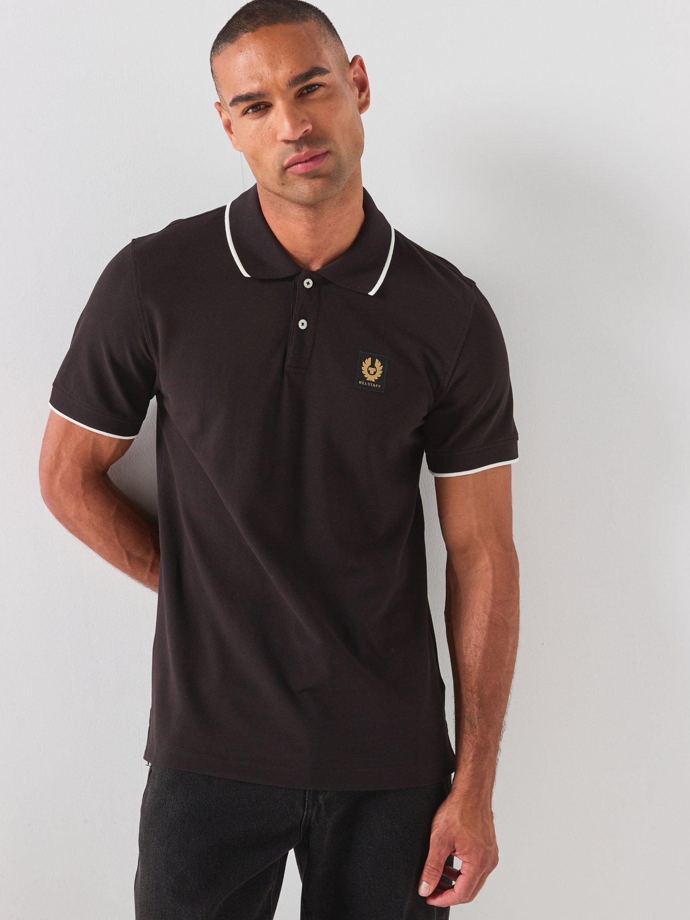 Belstaff Patch Logo Tipped Polo Shirt - Black