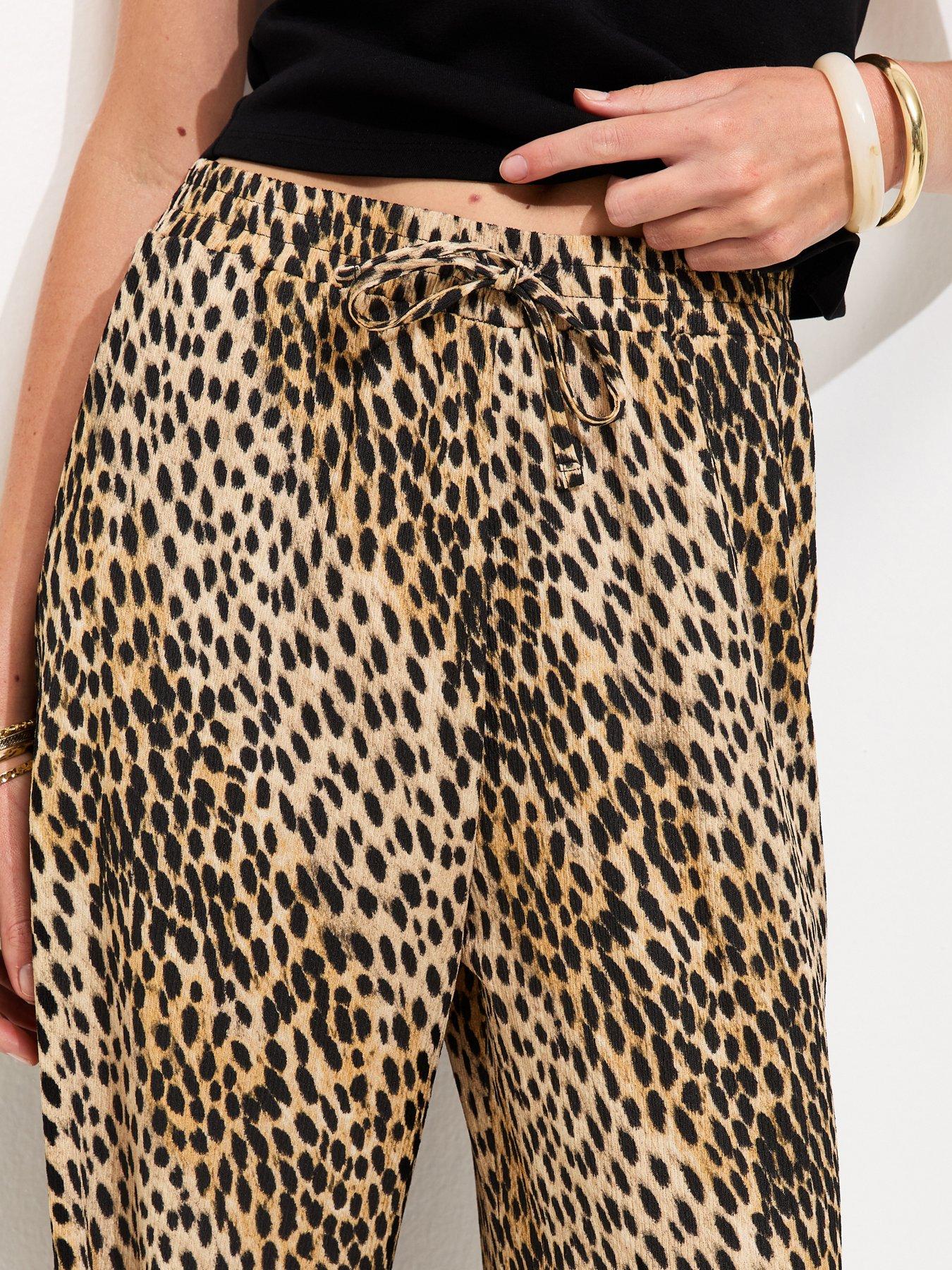 Image 4 of 4 of New Look Animal Print Wide Leg Trousers - Brown