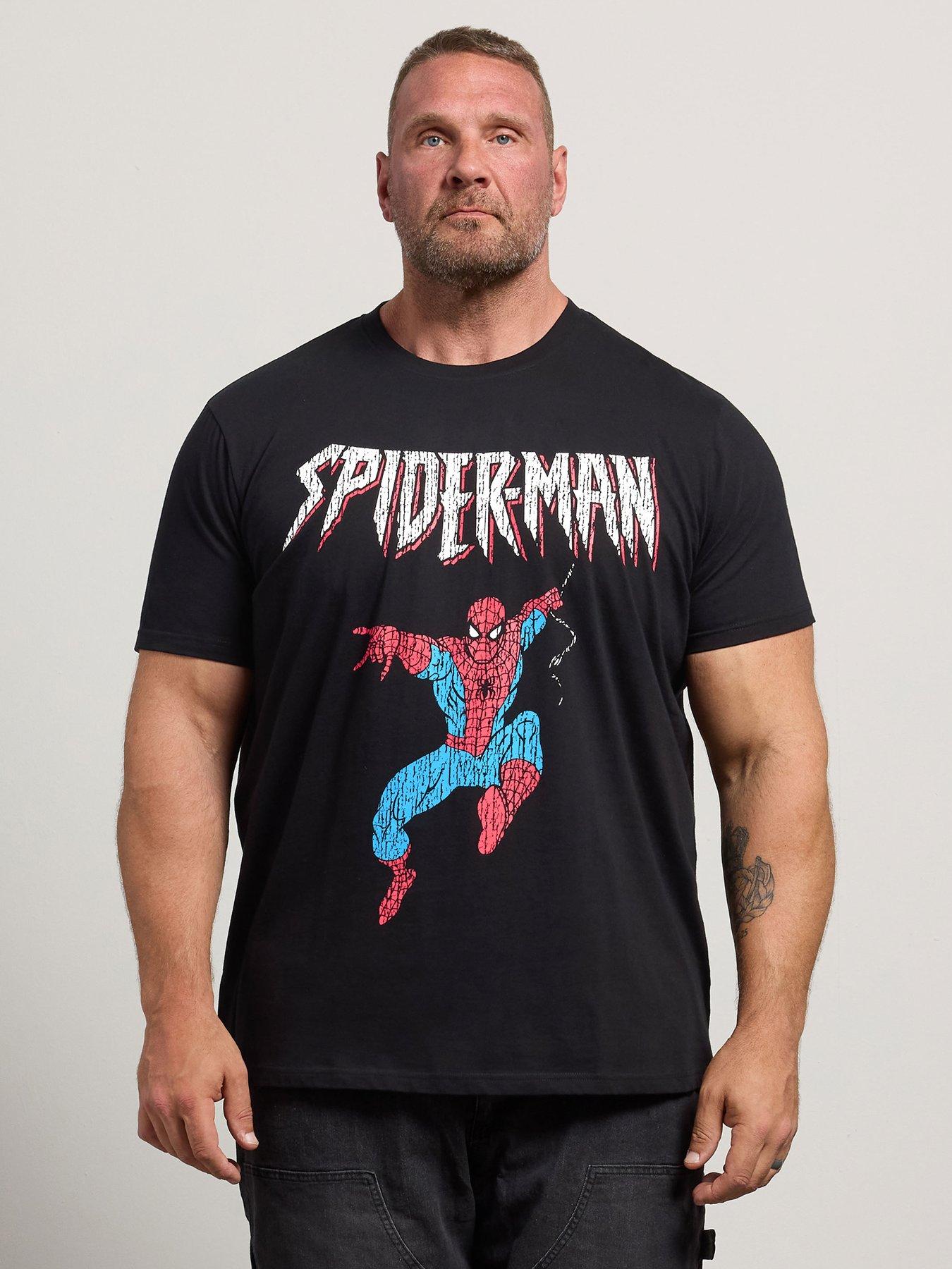 Image 1 of 4 of BadRhino Spiderman Print T-Shirt - Black