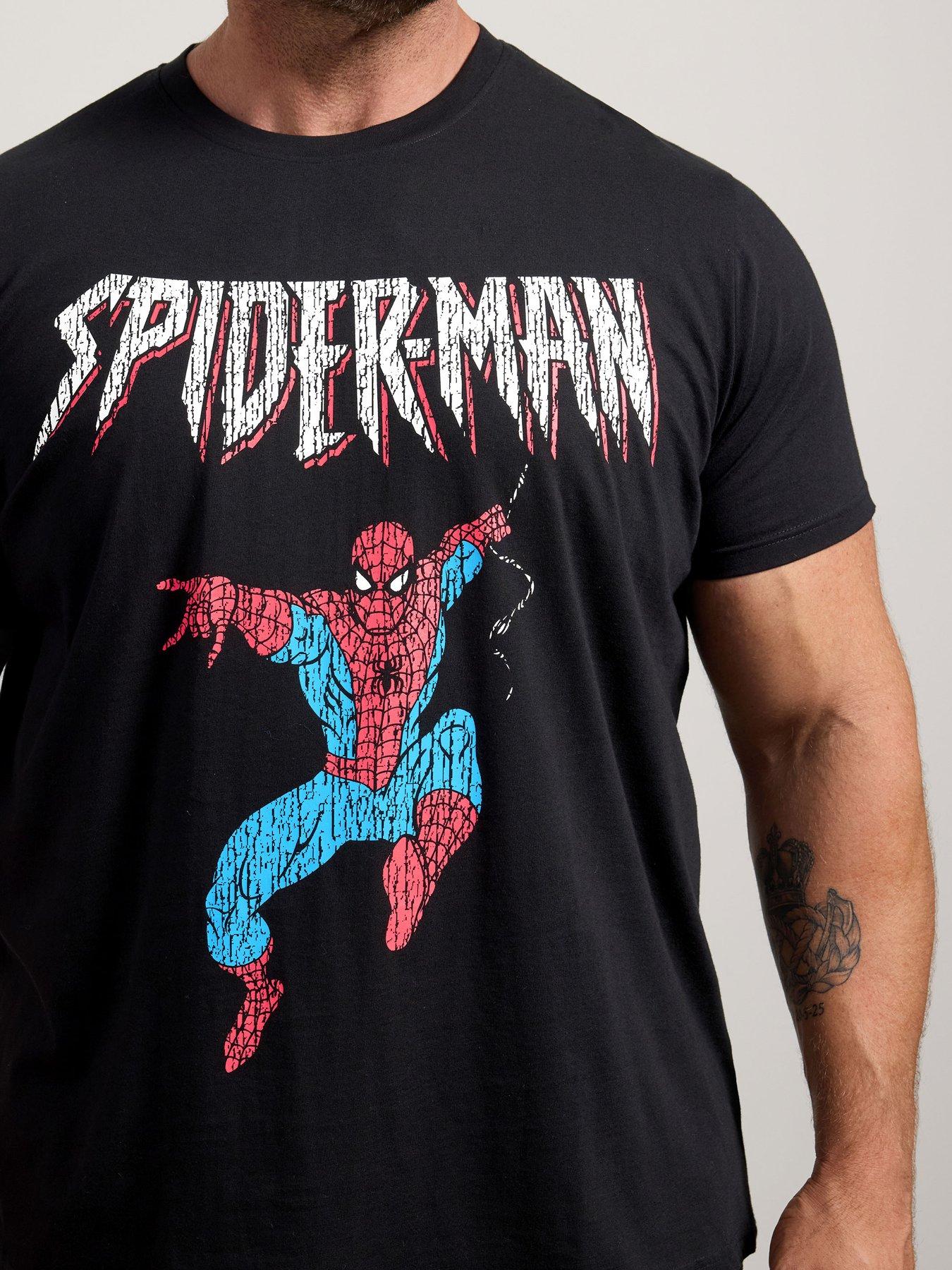 Image 4 of 4 of BadRhino Spiderman Print T-Shirt Extra Long - Black