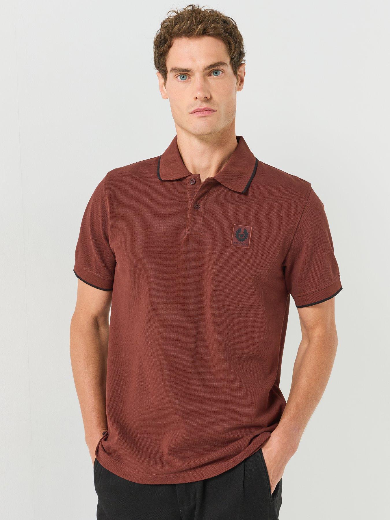 Belstaff Belstaff Left Chest Patch Logo Regular Fit Tipped Polo Shirt