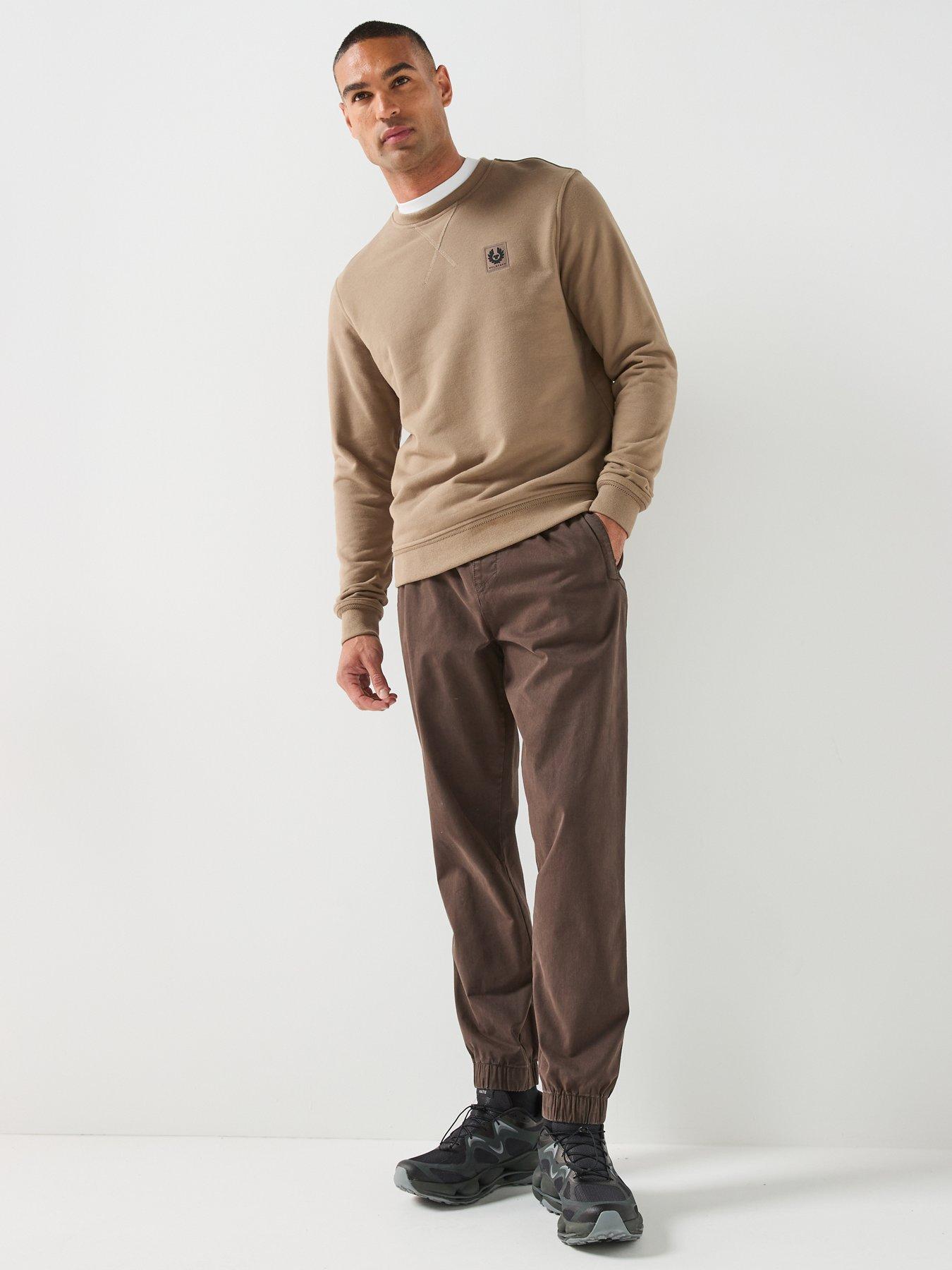 Image 3 of 5 of Belstaff Left Chest Patch Logo Regular Fit Crew Sweatshirt - Beige